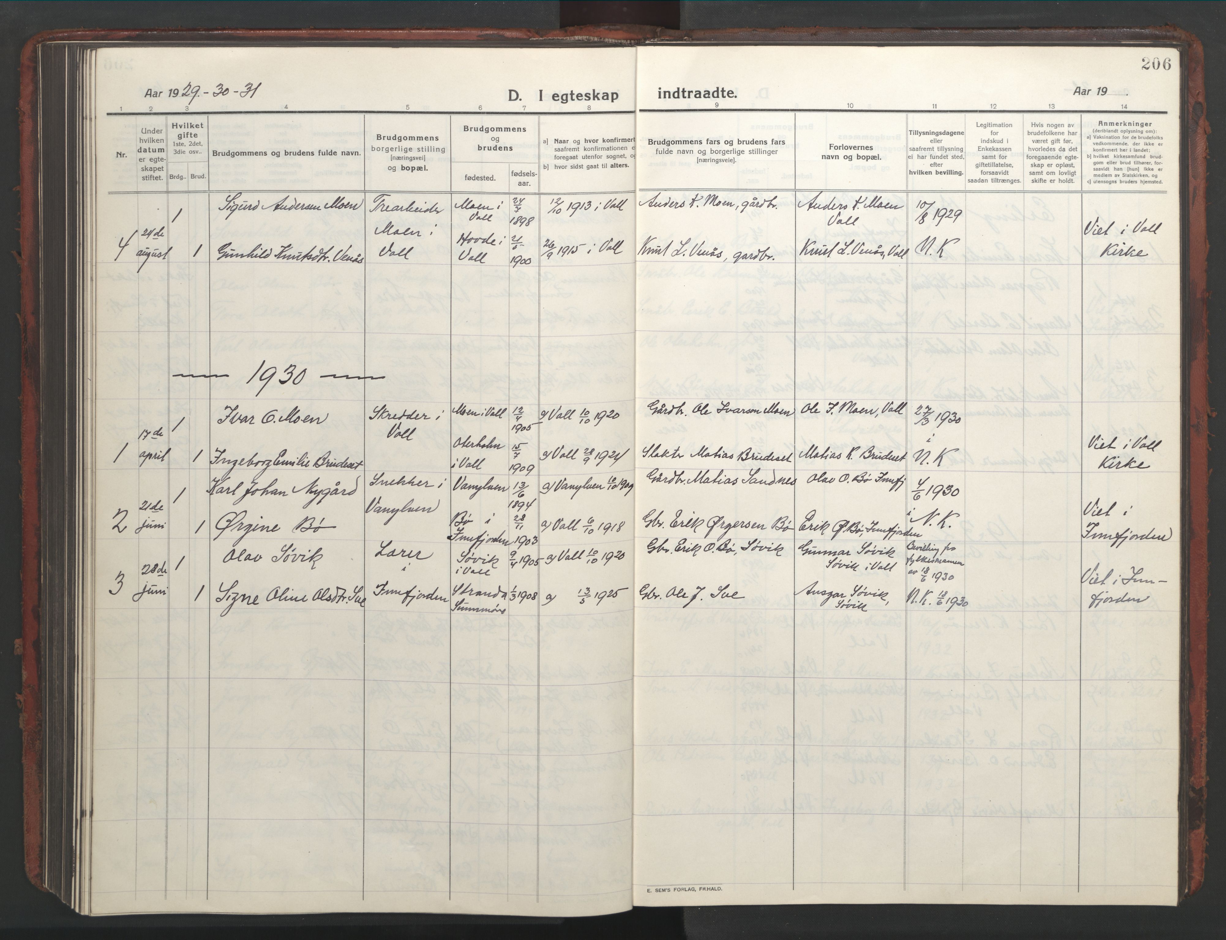 Ministerialprotokoller, klokkerbøker og fødselsregistre - Møre og Romsdal, AV/SAT-A-1454/543/L0565: Parish register (copy) no. 543C03, 1916-1955, p. 206