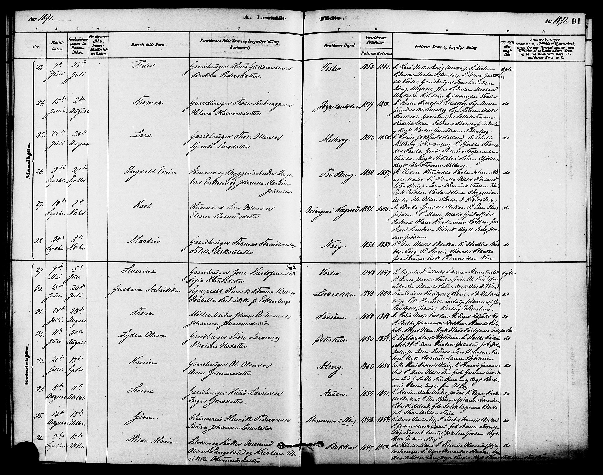 Strand sokneprestkontor, AV/SAST-A-101828/H/Ha/Haa/L0009: Parish register (official) no. A 9, 1877-1908, p. 91