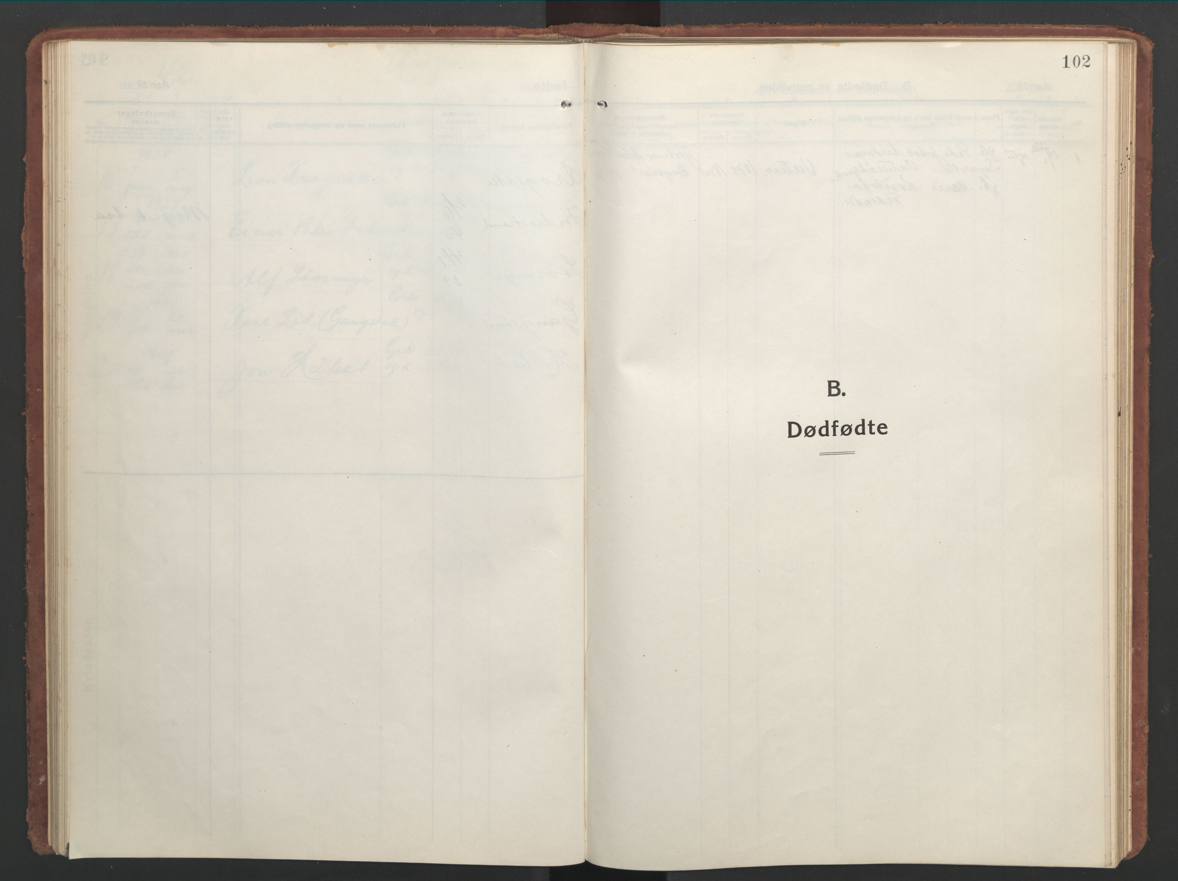 Ministerialprotokoller, klokkerbøker og fødselsregistre - Møre og Romsdal, SAT/A-1454/525/L0378: Parish register (copy) no. 525C04, 1915-1947, p. 102