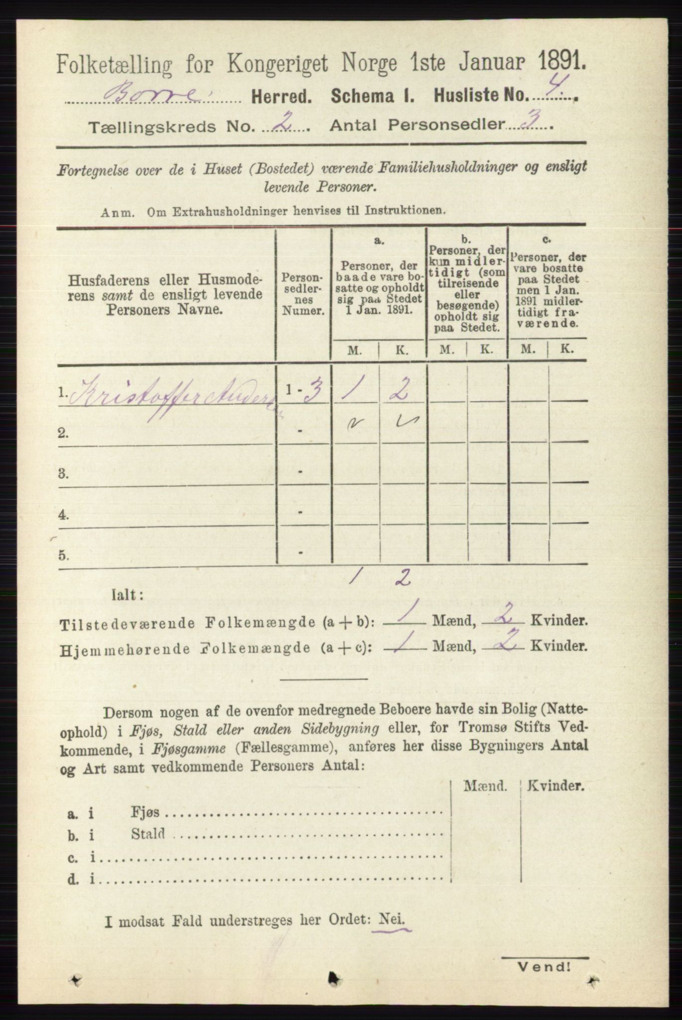 RA, 1891 census for 0717 Borre, 1891, p. 749