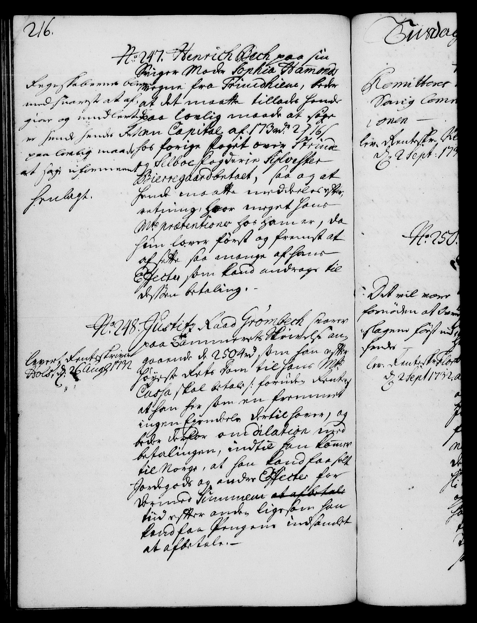 Rentekammeret, Kammerkanselliet, RA/EA-3111/G/Gh/Gha/L0014: Norsk ekstraktmemorialprotokoll. Merket RK 53.59, 1731-1732, p. 216