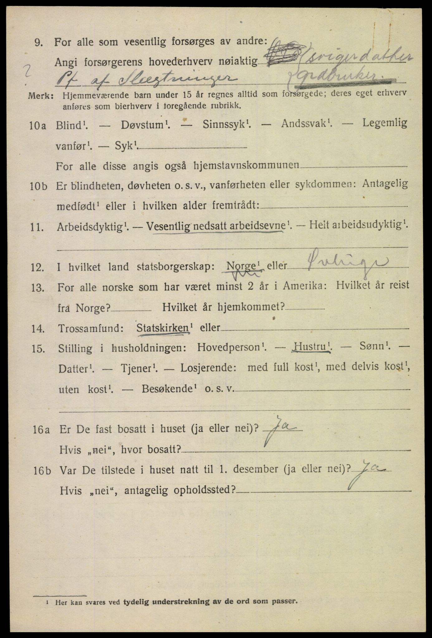 SAH, 1920 census for Vestre Toten, 1920, p. 3441