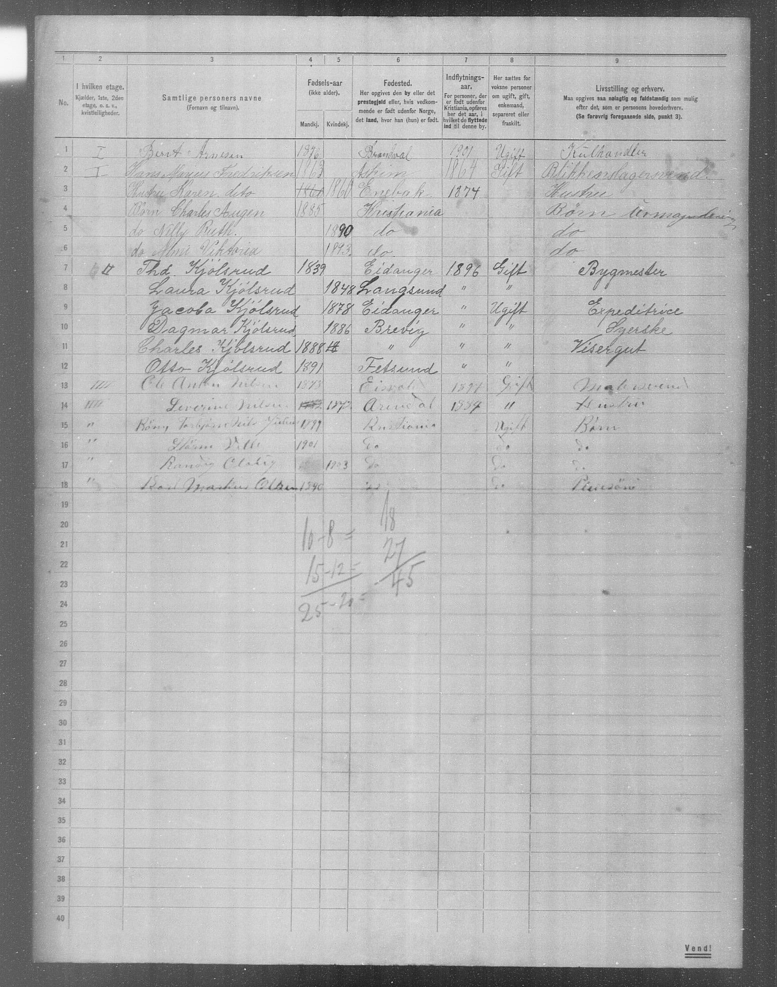 OBA, Municipal Census 1904 for Kristiania, 1904, p. 11631