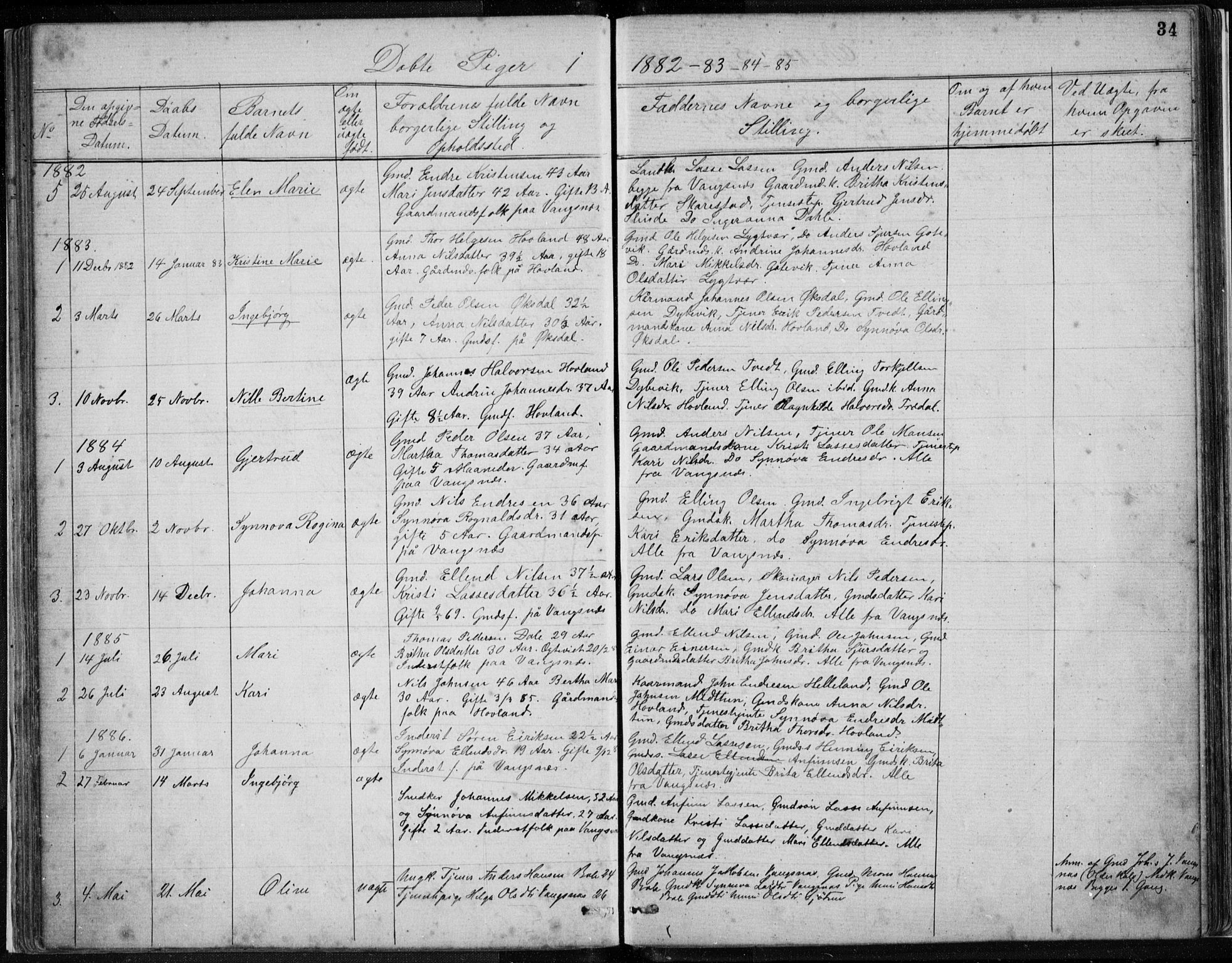 Vik sokneprestembete, AV/SAB-A-81501/H/Hab/Habc/L0002: Parish register (copy) no. C 2, 1880-1934, p. 34
