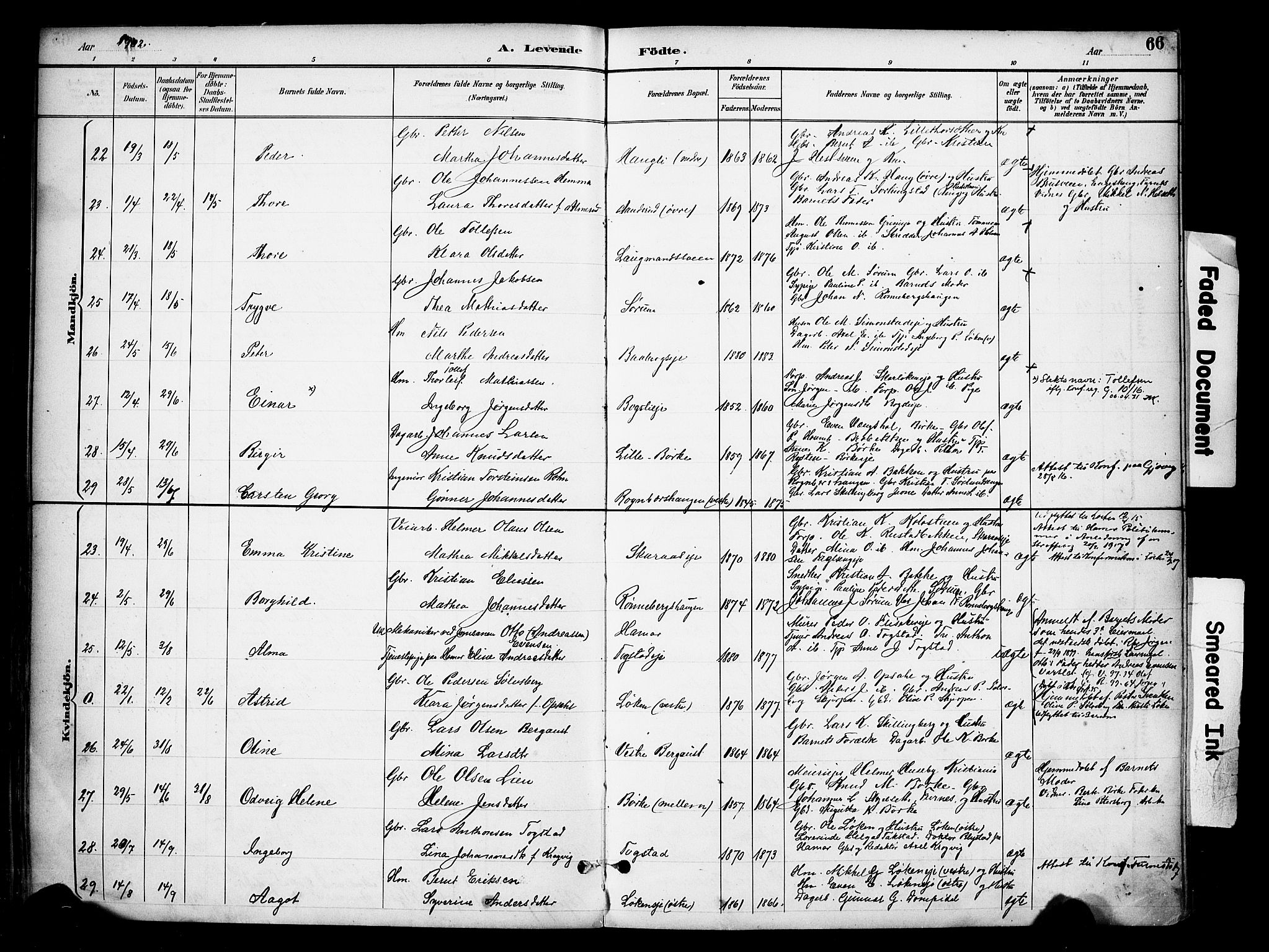 Ringsaker prestekontor, AV/SAH-PREST-014/K/Ka/L0016: Parish register (official) no. 16, 1891-1904, p. 66