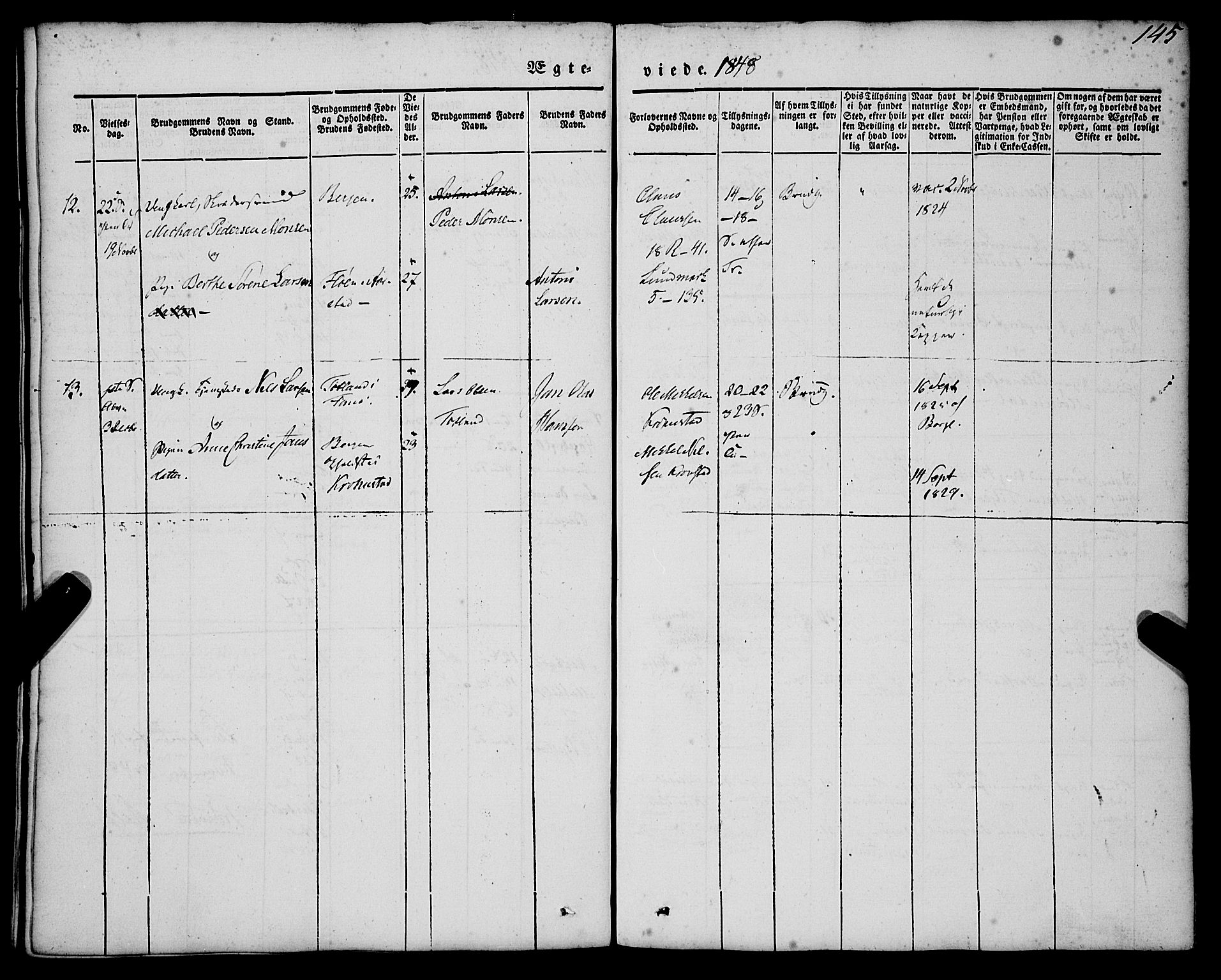 St. Jørgens hospital og Årstad sokneprestembete, AV/SAB-A-99934: Parish register (official) no. A 4, 1844-1863, p. 145