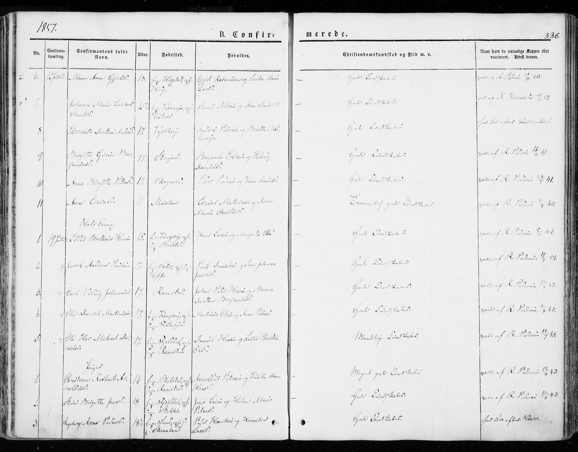 Ministerialprotokoller, klokkerbøker og fødselsregistre - Nordland, AV/SAT-A-1459/872/L1033: Parish register (official) no. 872A08, 1840-1863, p. 336