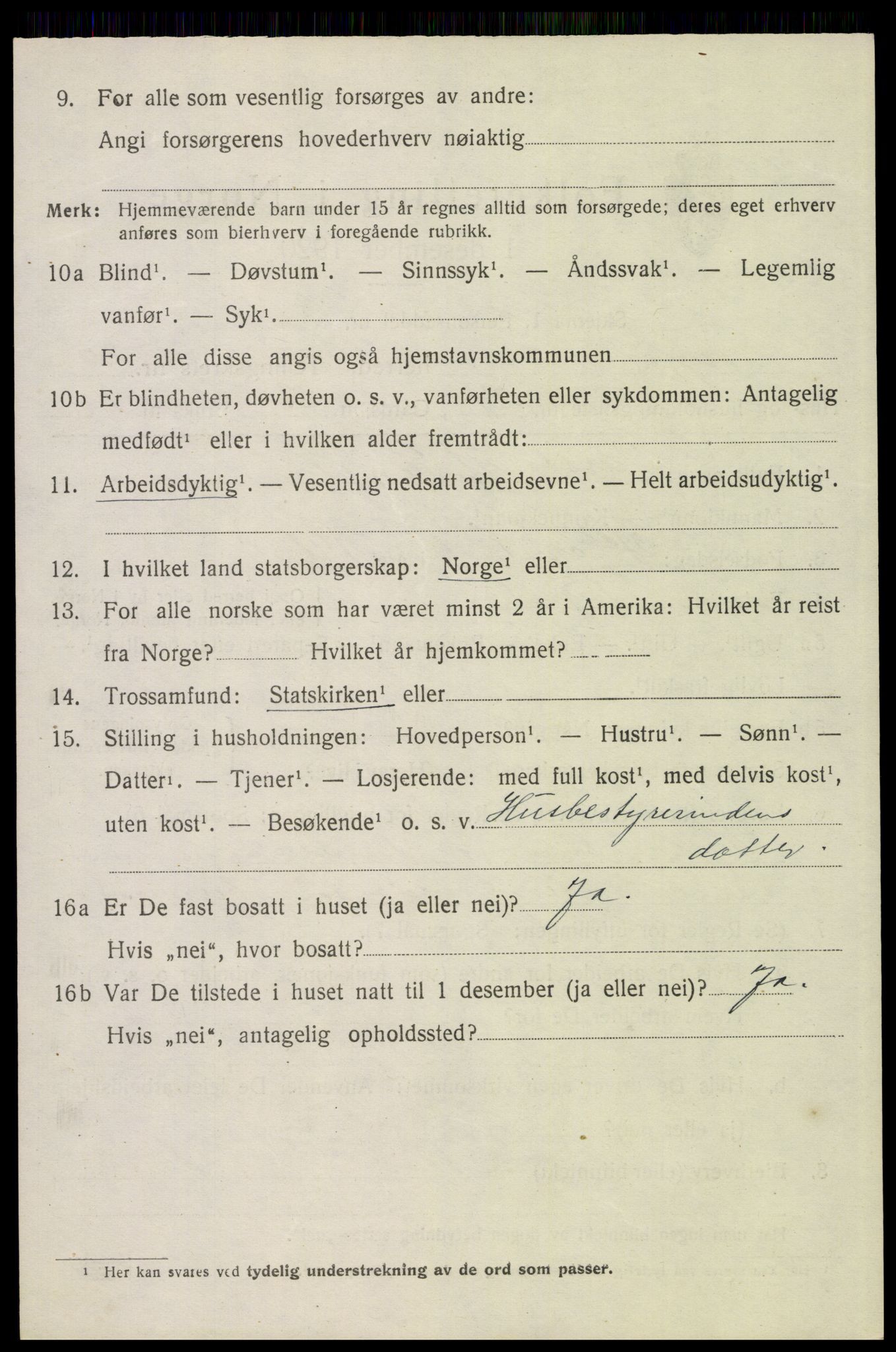SAH, 1920 census for Trysil, 1920, p. 16004