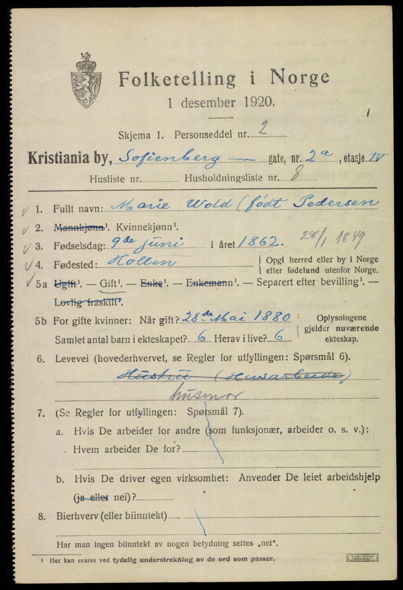 SAO, 1920 census for Kristiania, 1920, p. 522299