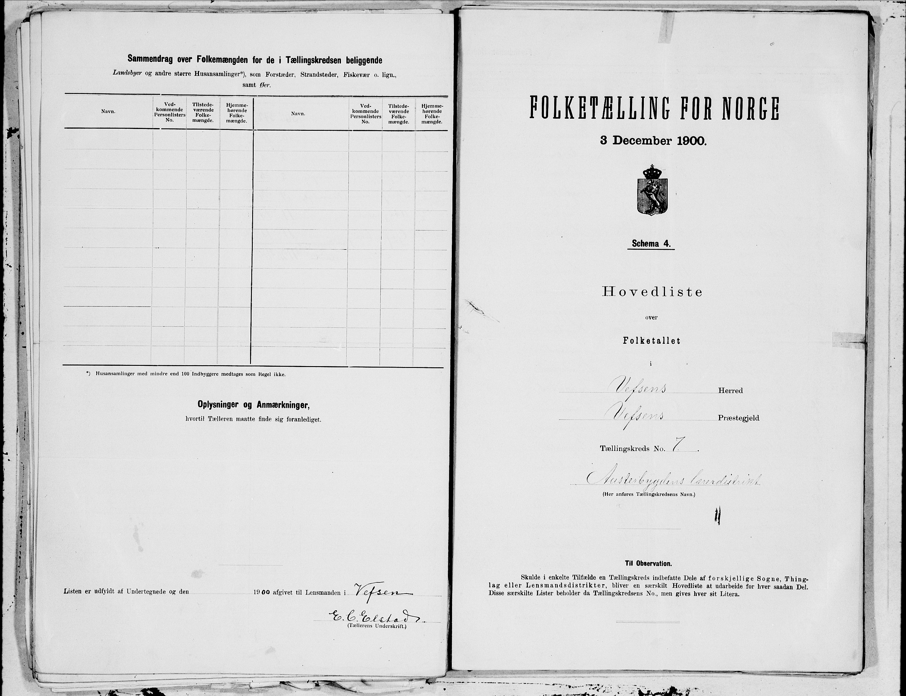 SAT, 1900 census for Vefsn, 1900, p. 16