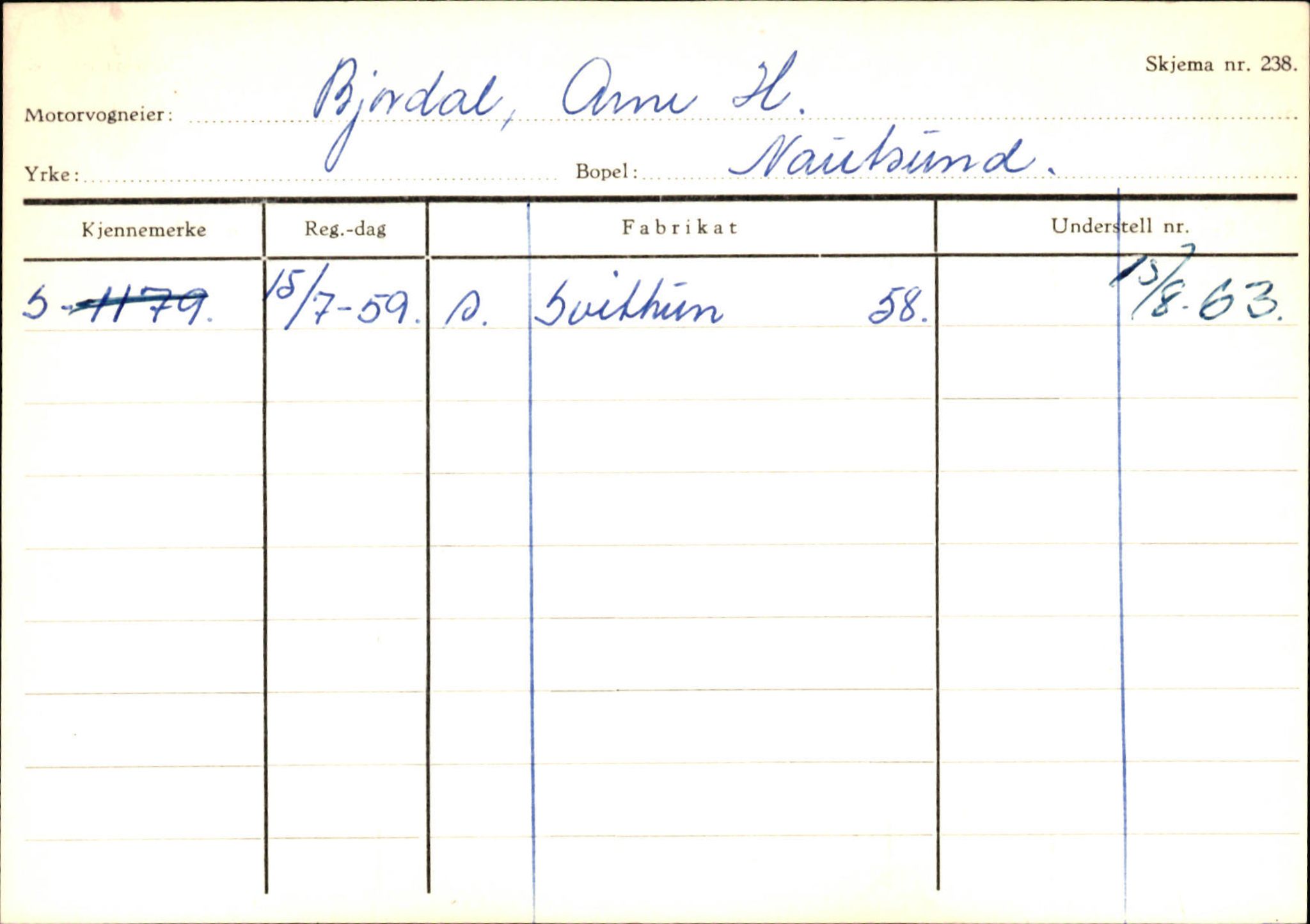 Statens vegvesen, Sogn og Fjordane vegkontor, AV/SAB-A-5301/4/F/L0125: Eigarregister Sogndal V-Å. Aurland A-Å. Fjaler A-N, 1945-1975, p. 1426