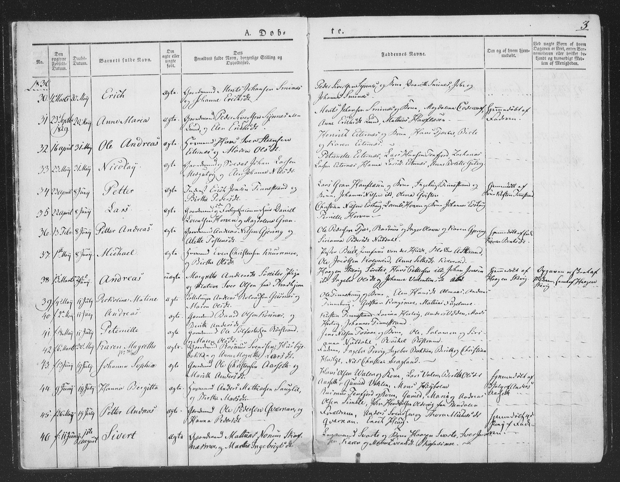 Ministerialprotokoller, klokkerbøker og fødselsregistre - Nord-Trøndelag, SAT/A-1458/780/L0639: Parish register (official) no. 780A04, 1830-1844, p. 3