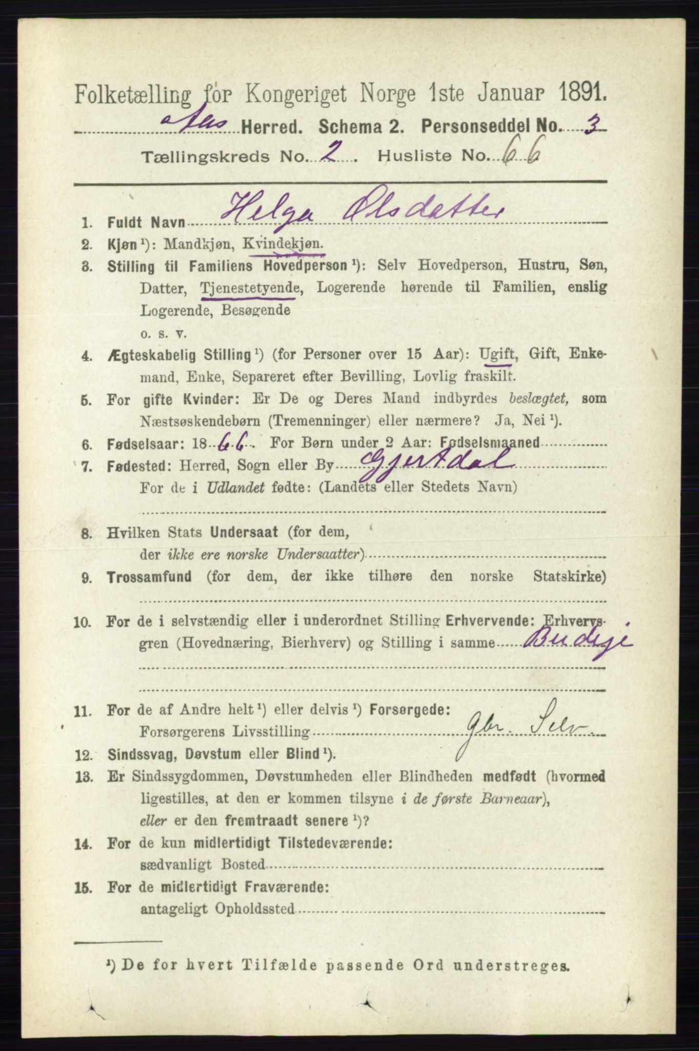 RA, 1891 census for 0214 Ås, 1891, p. 2002