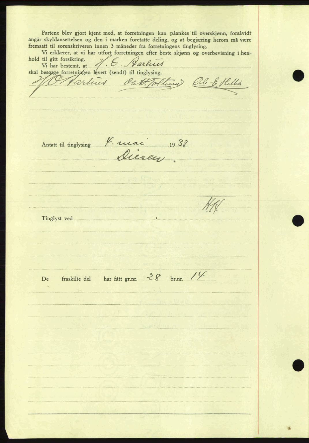 Nes tingrett, SAO/A-10548/G/Gb/Gbb/L0006: Mortgage book no. 50, 1938-1938, Diary no: : 496/1938