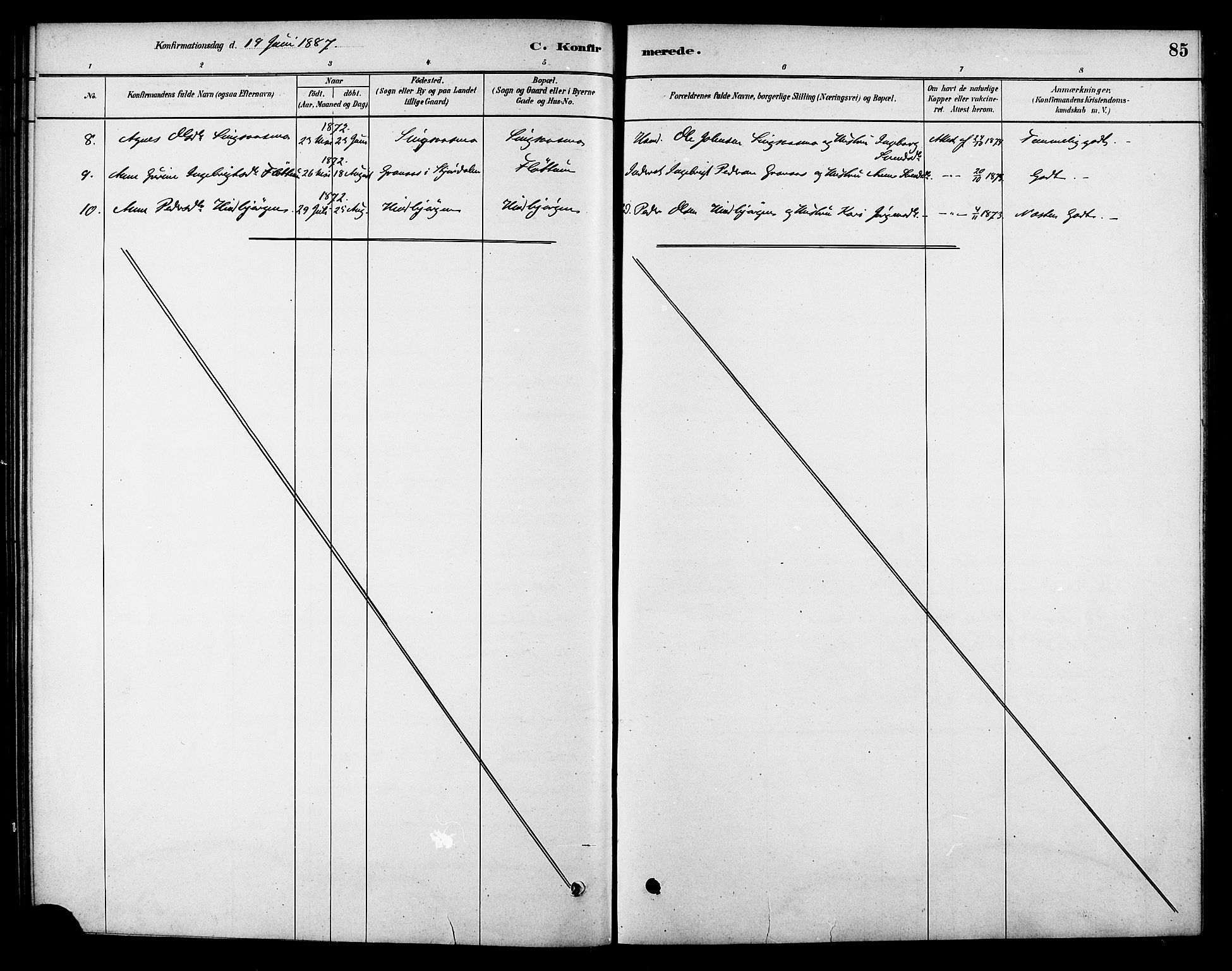 Ministerialprotokoller, klokkerbøker og fødselsregistre - Sør-Trøndelag, AV/SAT-A-1456/688/L1024: Parish register (official) no. 688A01, 1879-1890, p. 85