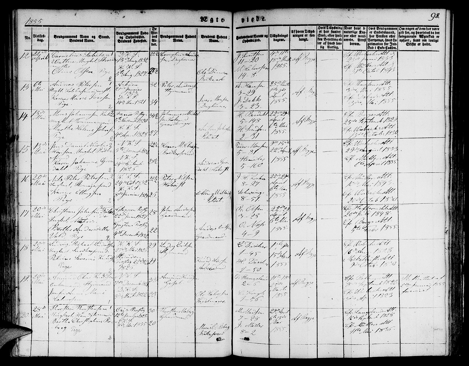 Nykirken Sokneprestembete, AV/SAB-A-77101/H/Hab: Parish register (copy) no. D 1, 1832-1867, p. 98