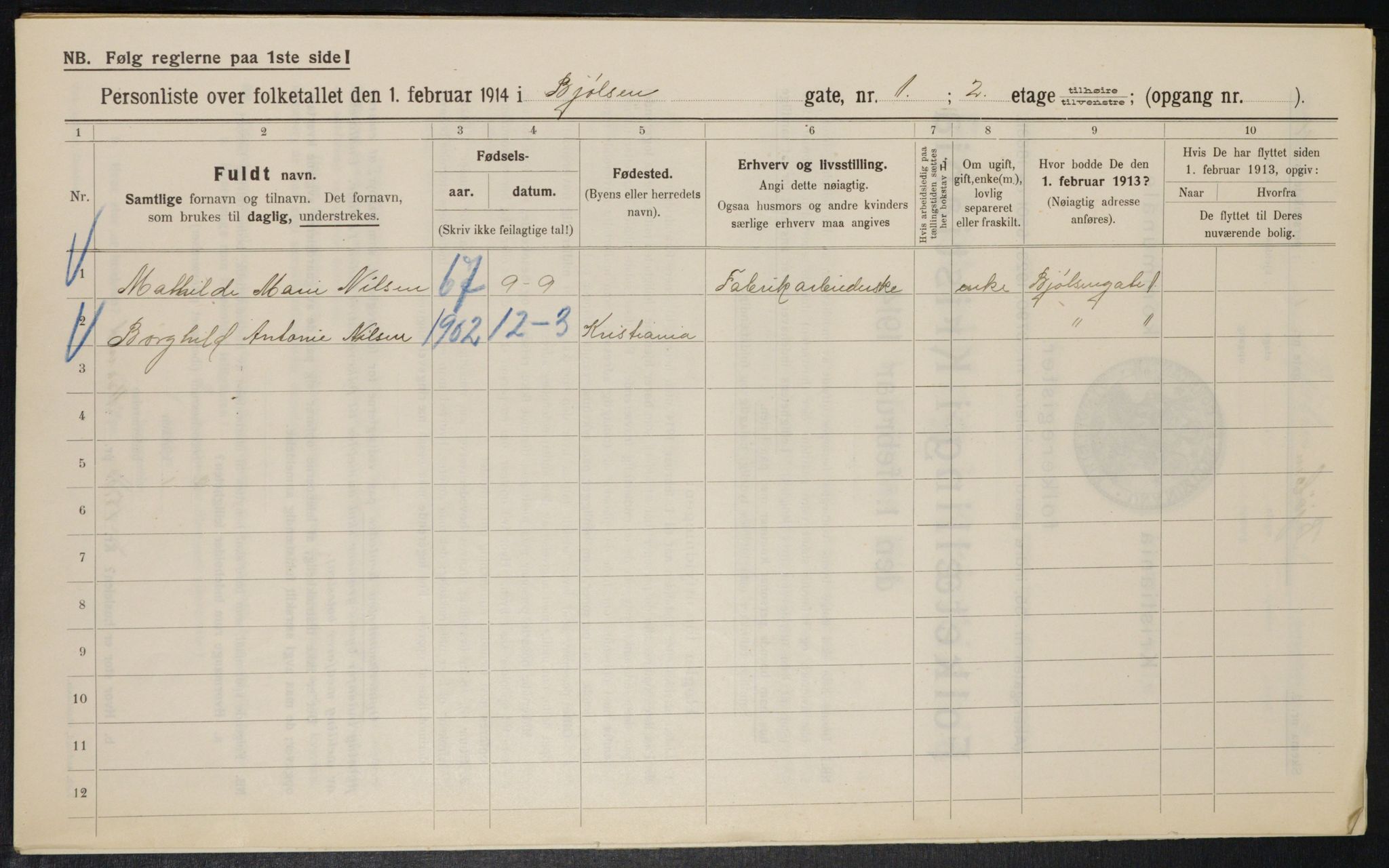 OBA, Municipal Census 1914 for Kristiania, 1914, p. 6429