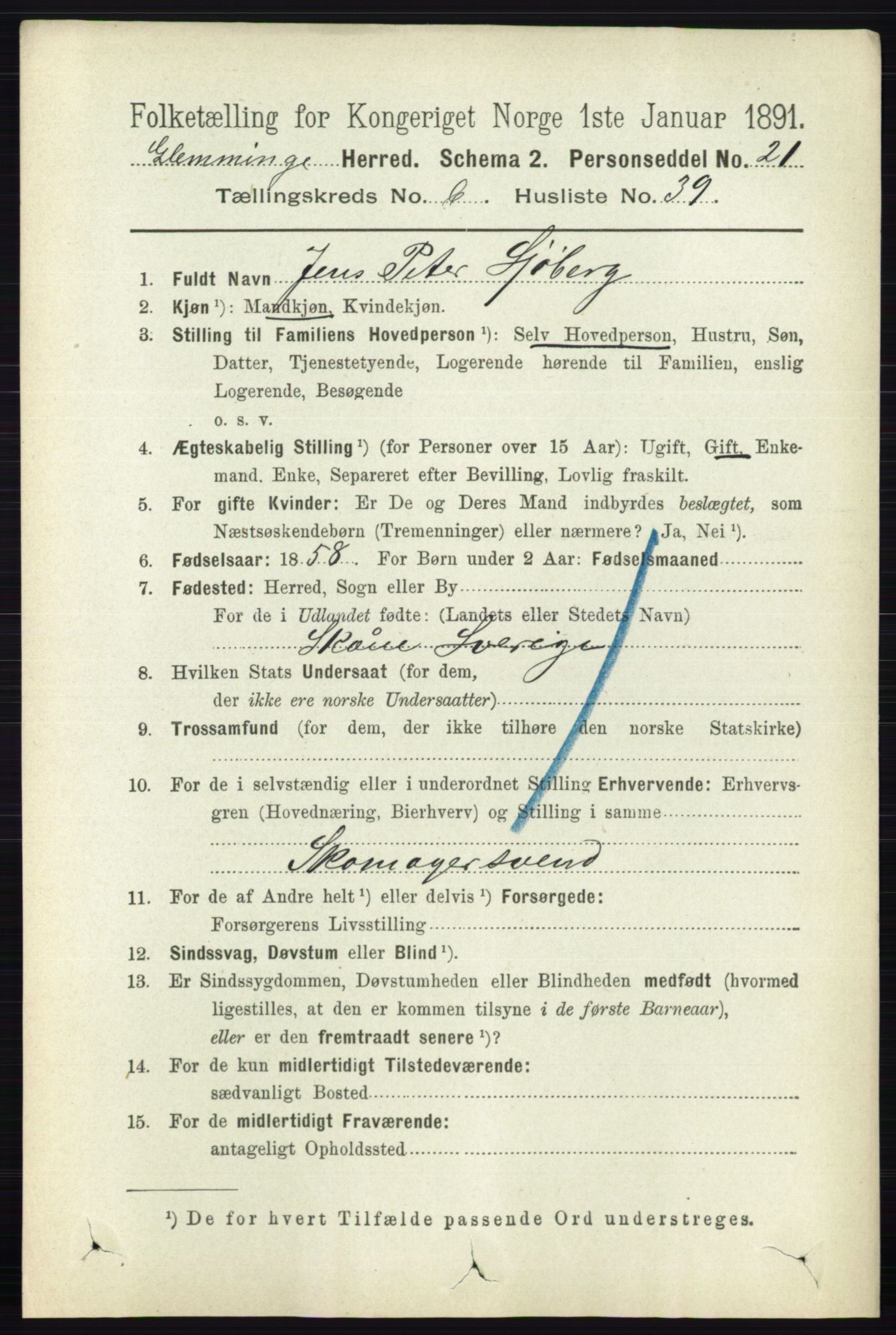 RA, 1891 census for 0132 Glemmen, 1891, p. 7829