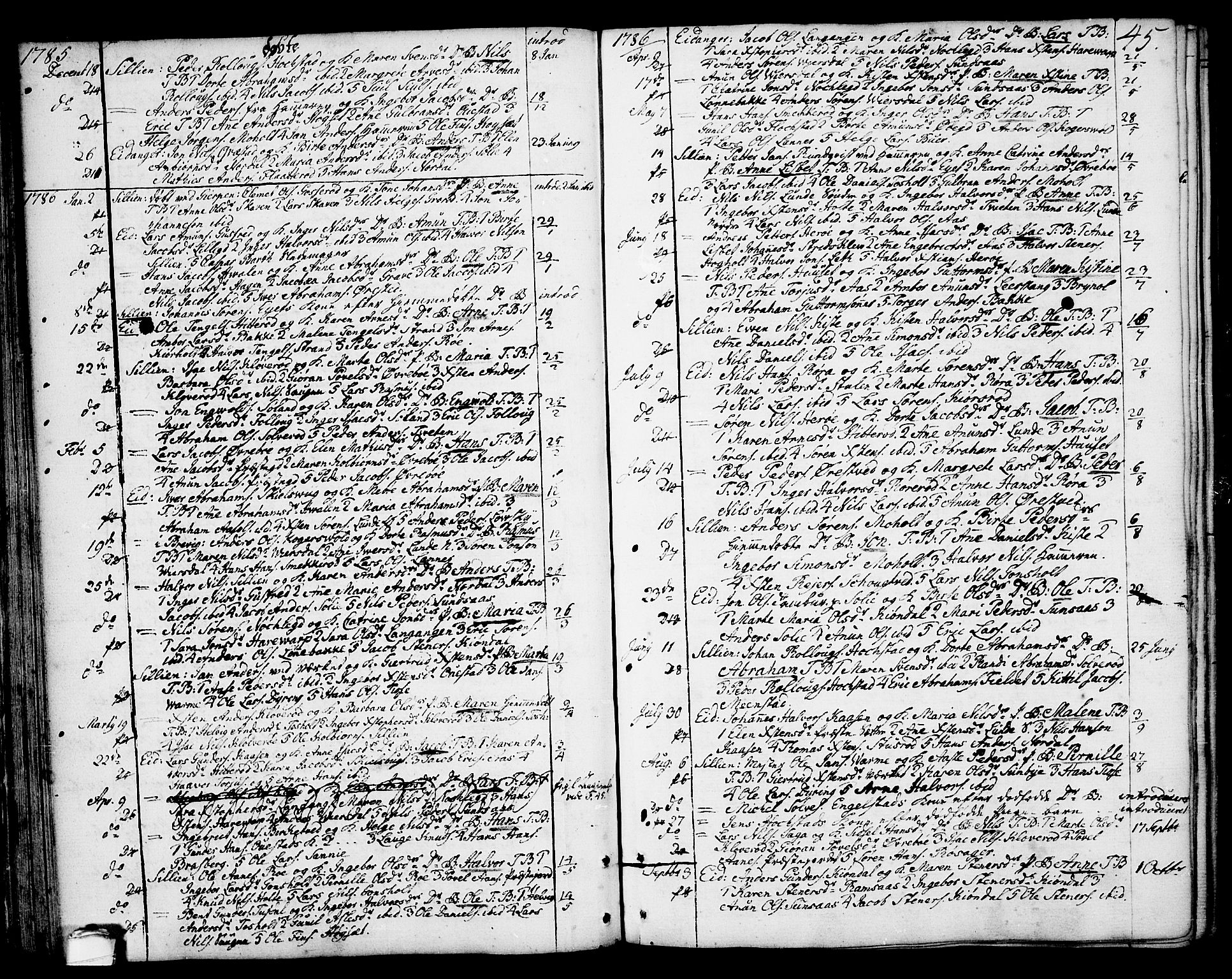 Eidanger kirkebøker, AV/SAKO-A-261/F/Fa/L0006: Parish register (official) no. 6, 1764-1814, p. 45