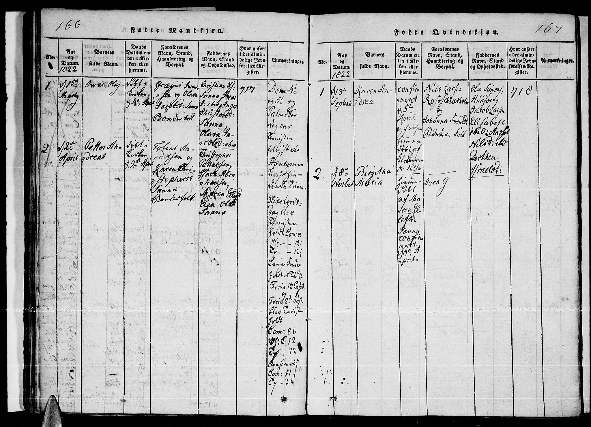 Ministerialprotokoller, klokkerbøker og fødselsregistre - Nordland, SAT/A-1459/841/L0593: Parish register (official) no. 841A04 /4, 1820-1824, p. 166-167
