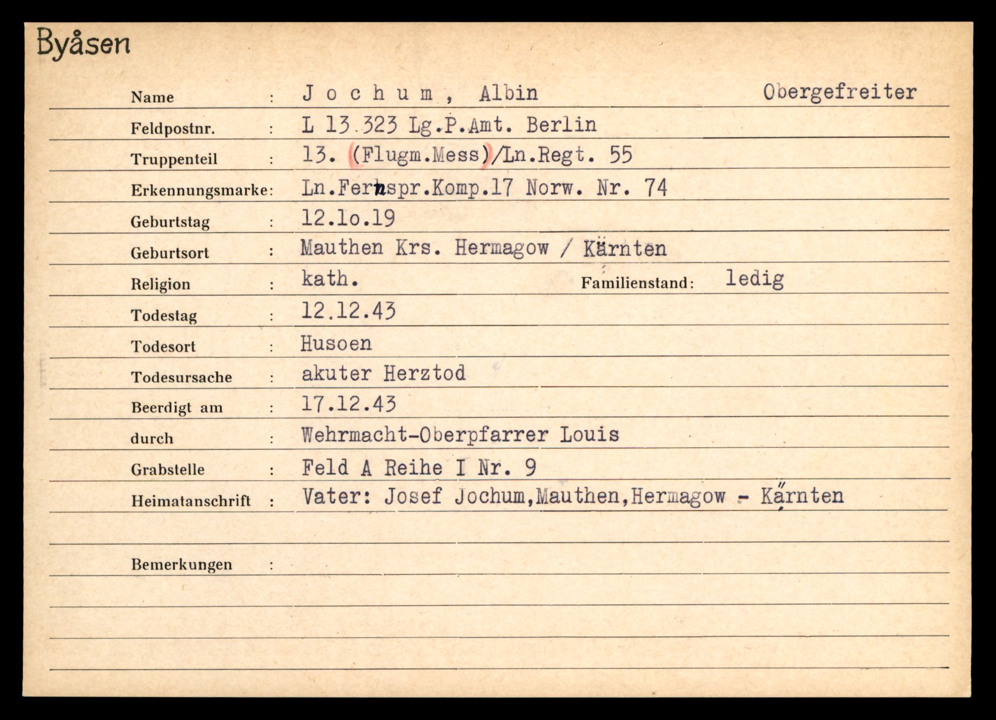 Distriktskontoret for krigsgraver, AV/SAT-A-5030/E/L0004: Kasett/kartotek over tysk Krigskirkegård på Byåsen, 1945, p. 789