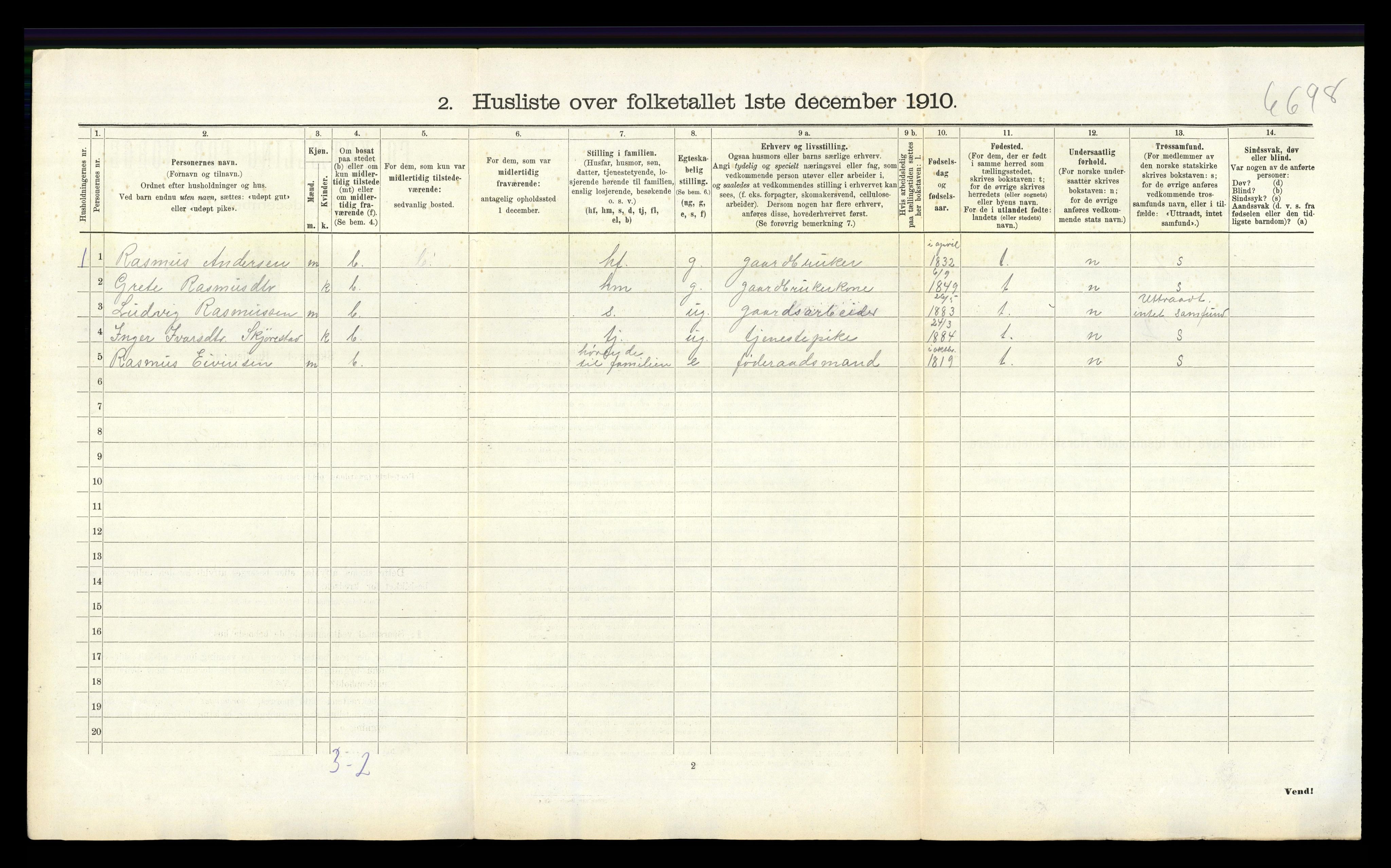 RA, 1910 census for Hetland, 1910, p. 644