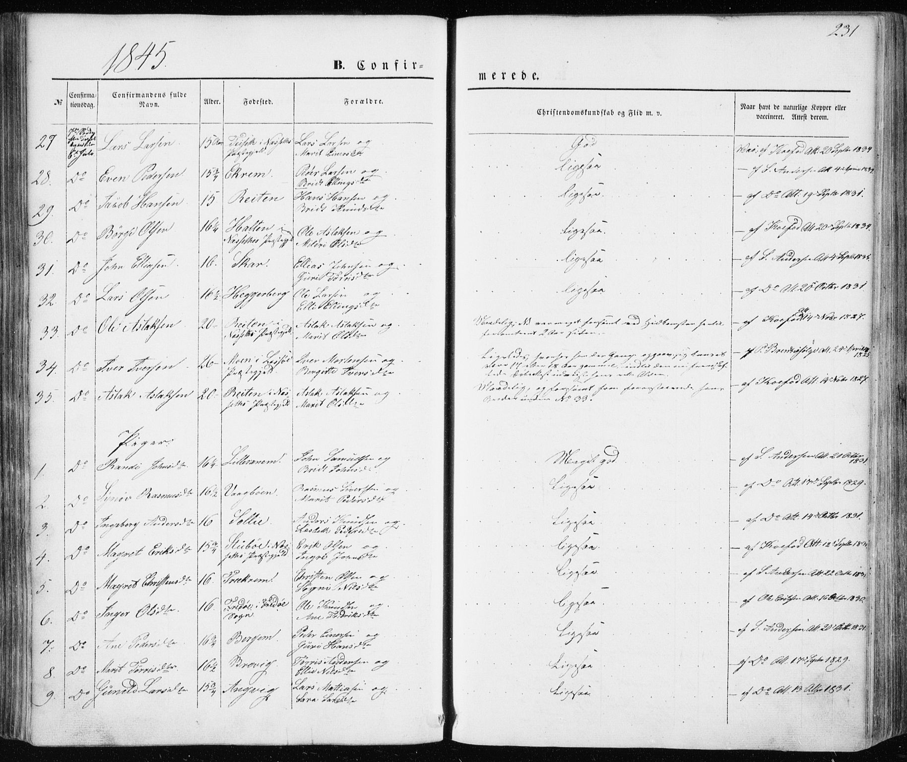 Ministerialprotokoller, klokkerbøker og fødselsregistre - Møre og Romsdal, AV/SAT-A-1454/586/L0984: Parish register (official) no. 586A10, 1844-1856, p. 231