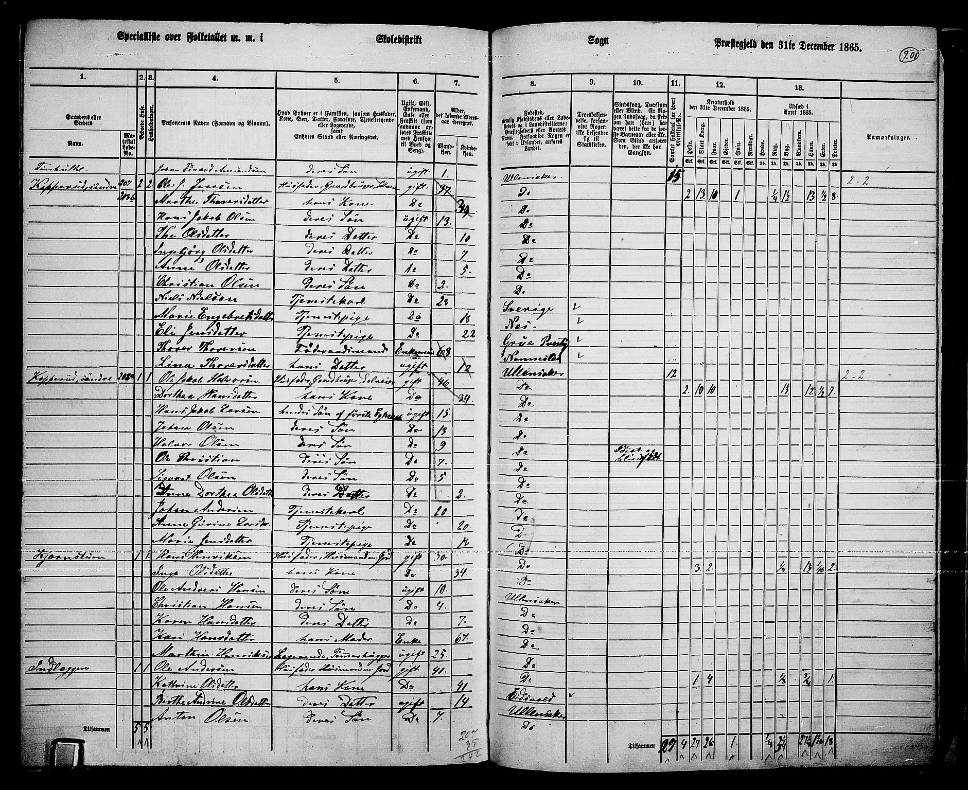 RA, 1865 census for Ullensaker, 1865, p. 173