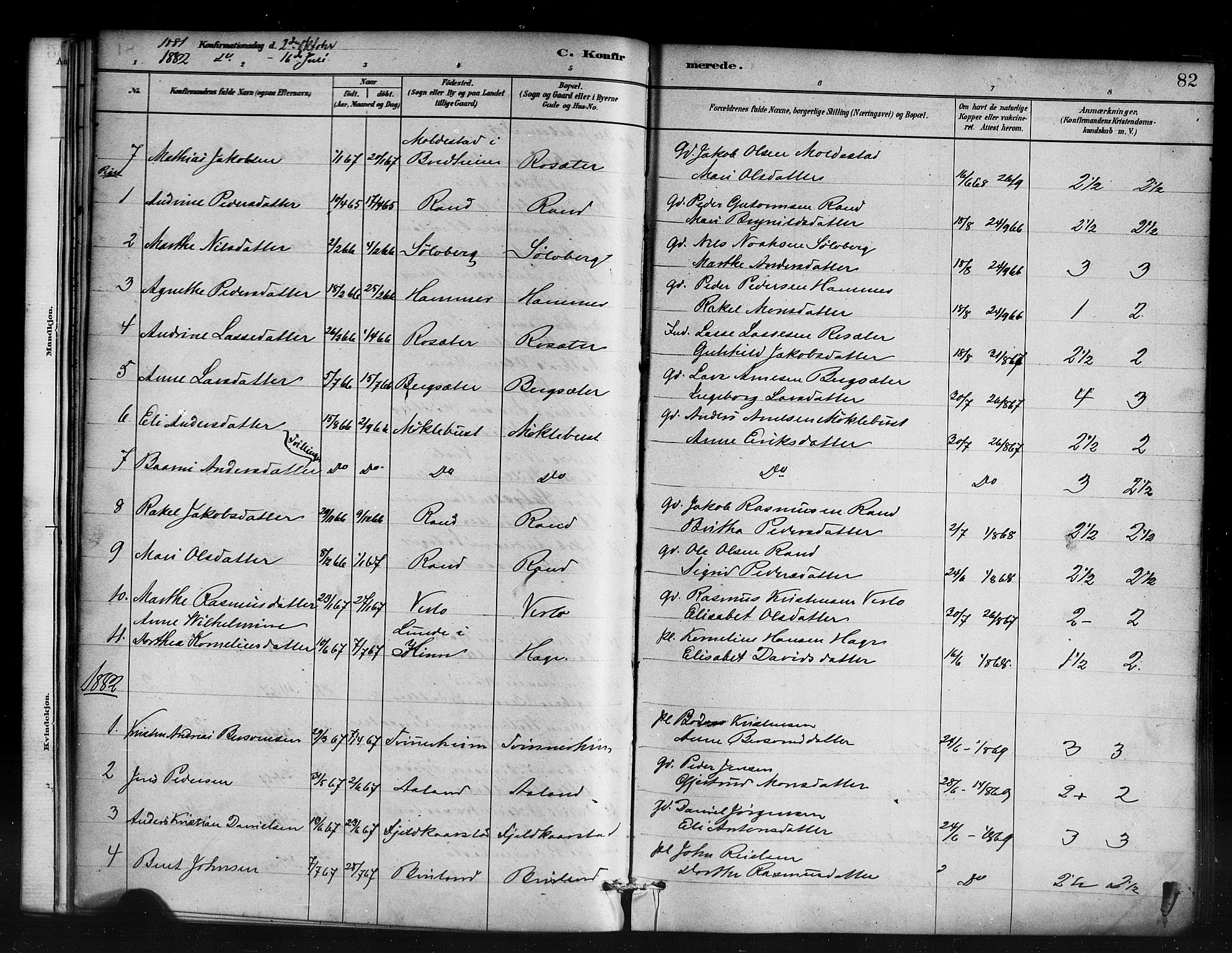 Innvik sokneprestembete, AV/SAB-A-80501: Parish register (official) no. D 1, 1879-1900, p. 82