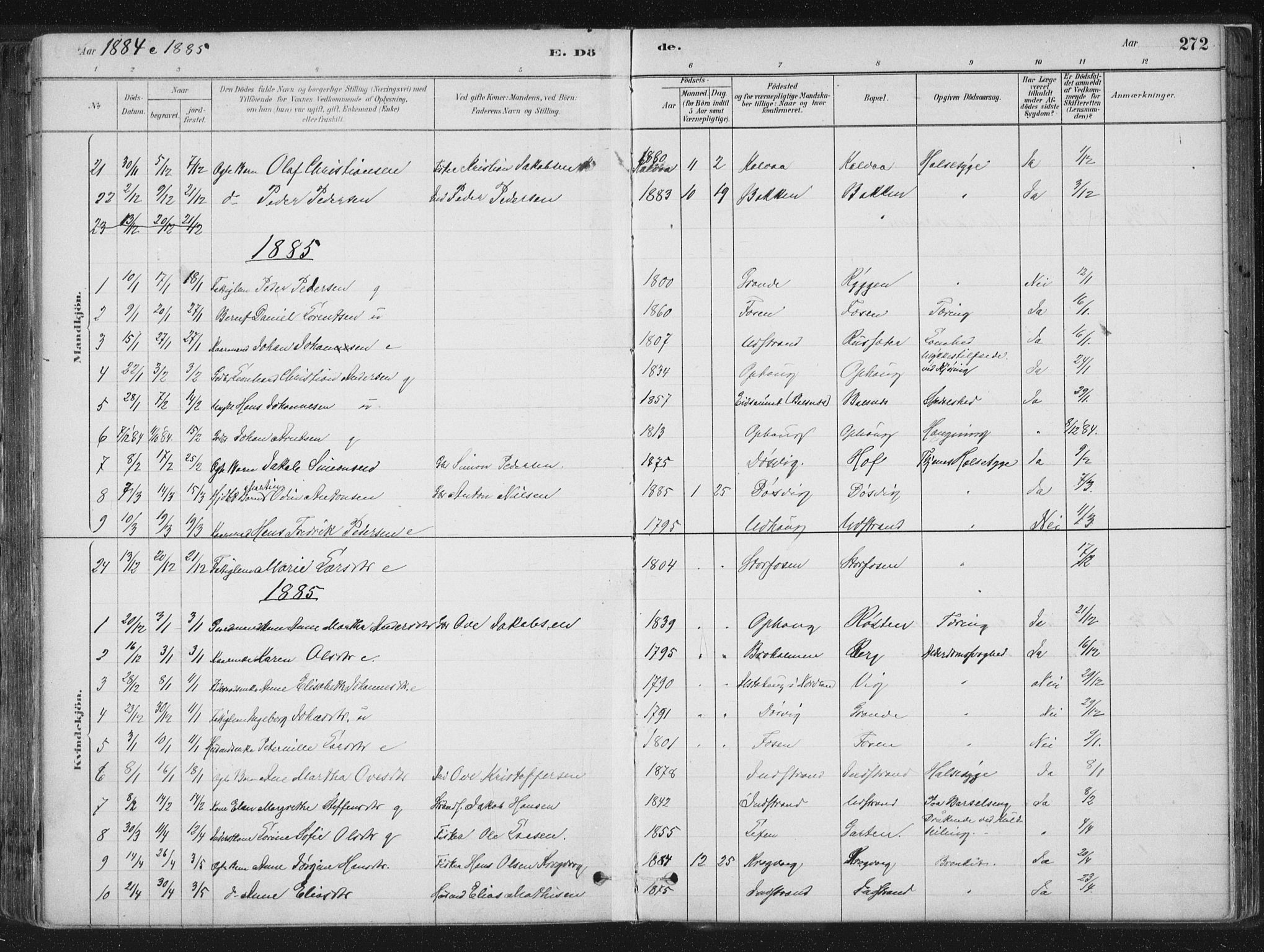 Ministerialprotokoller, klokkerbøker og fødselsregistre - Sør-Trøndelag, SAT/A-1456/659/L0739: Parish register (official) no. 659A09, 1879-1893, p. 272