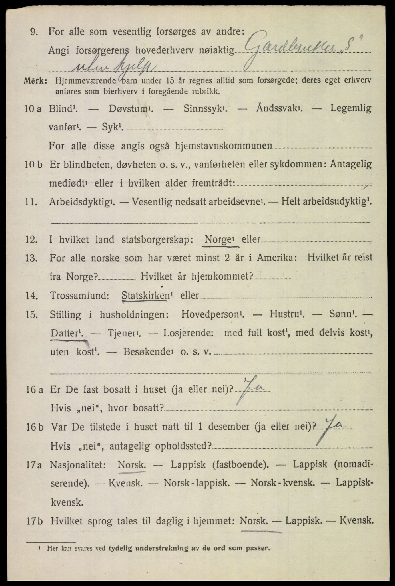 SAT, 1920 census for Saltdal, 1920, p. 7622