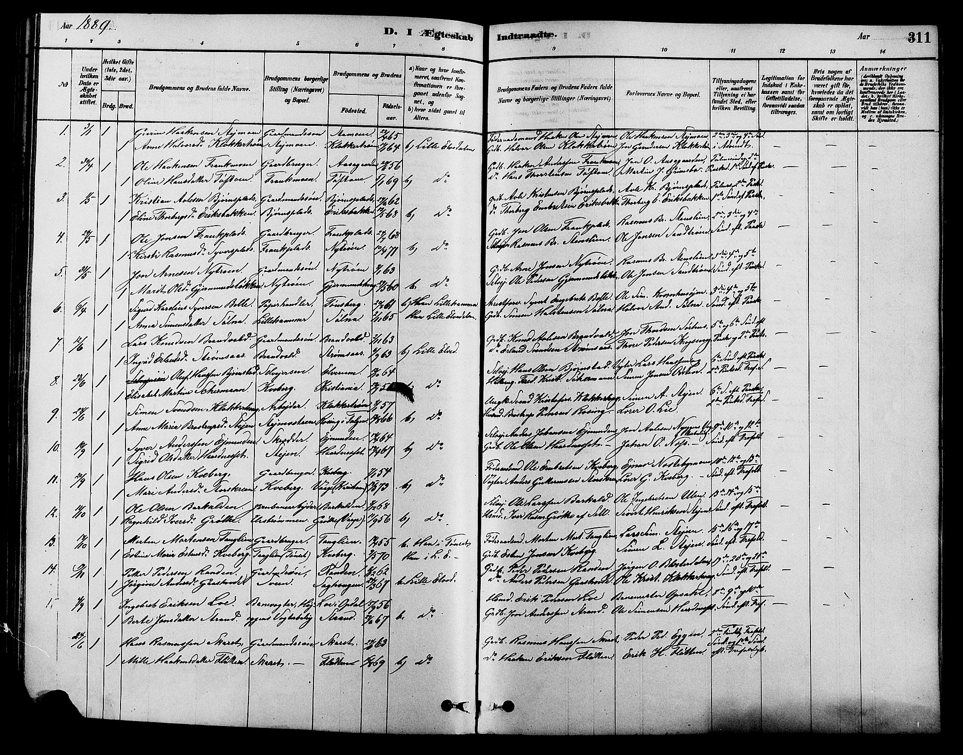 Alvdal prestekontor, SAH/PREST-060/H/Ha/Hab/L0003: Parish register (copy) no. 3, 1878-1907, p. 311