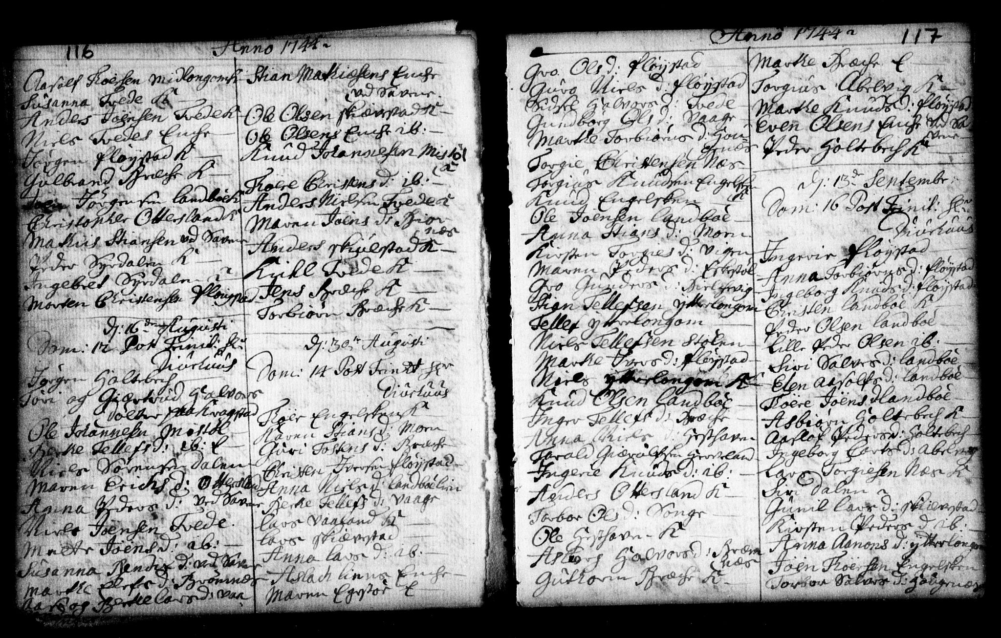 Holt sokneprestkontor, SAK/1111-0021/F/Fa/L0002: Parish register (official) no. A 2, 1739-1753, p. 116-117