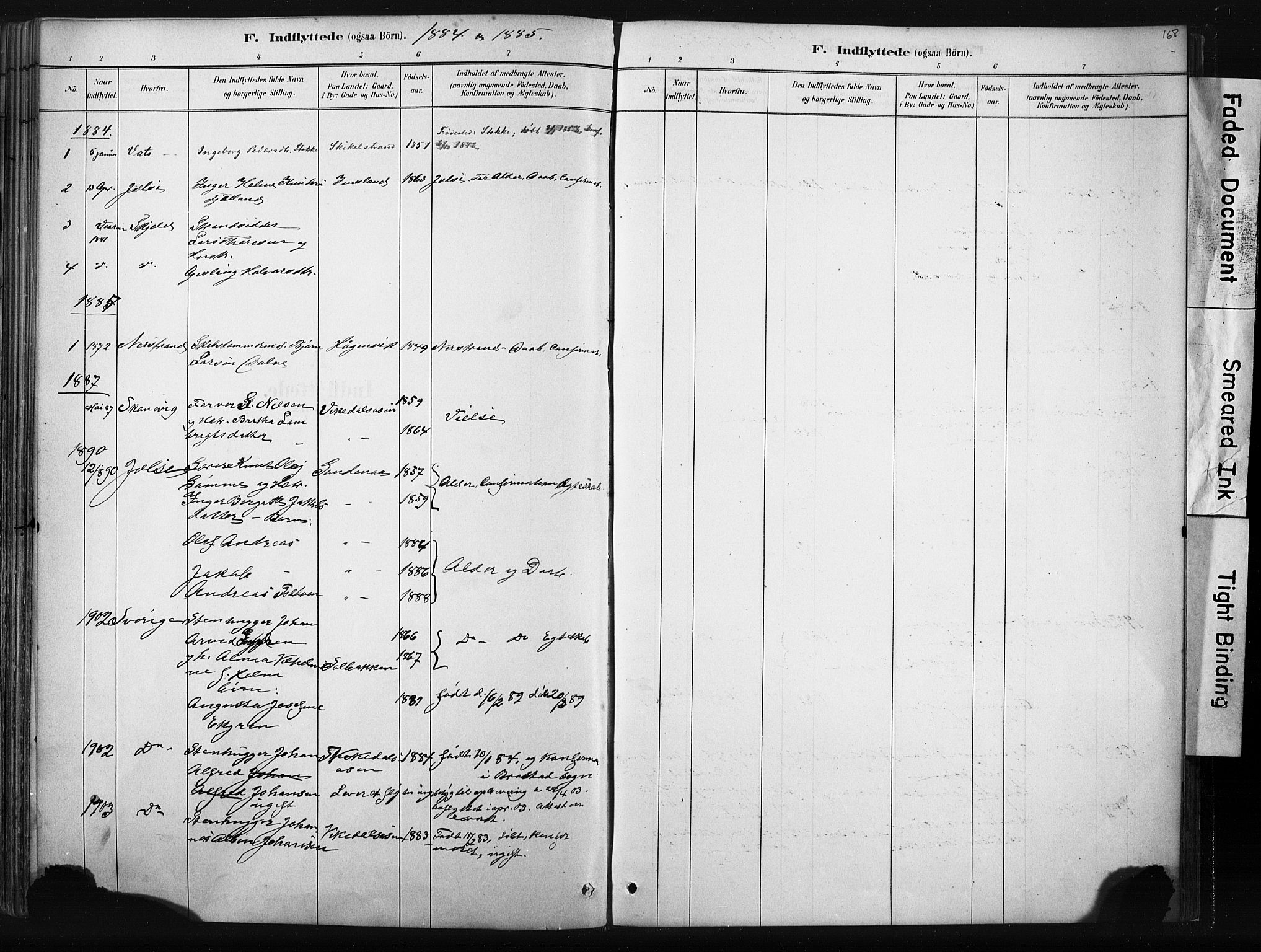 Vikedal sokneprestkontor, AV/SAST-A-101840/01/IV: Parish register (official) no. A 10, 1884-1907, p. 168