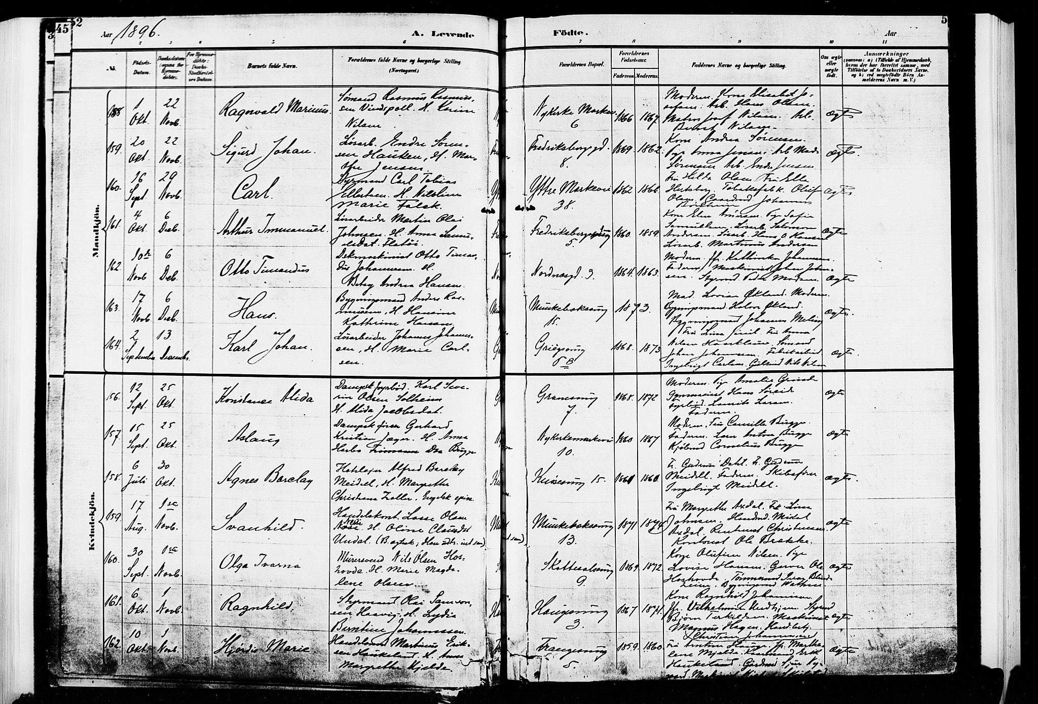Nykirken Sokneprestembete, AV/SAB-A-77101/H/Hab: Parish register (copy) no. B 3, 1895-1899, p. 52