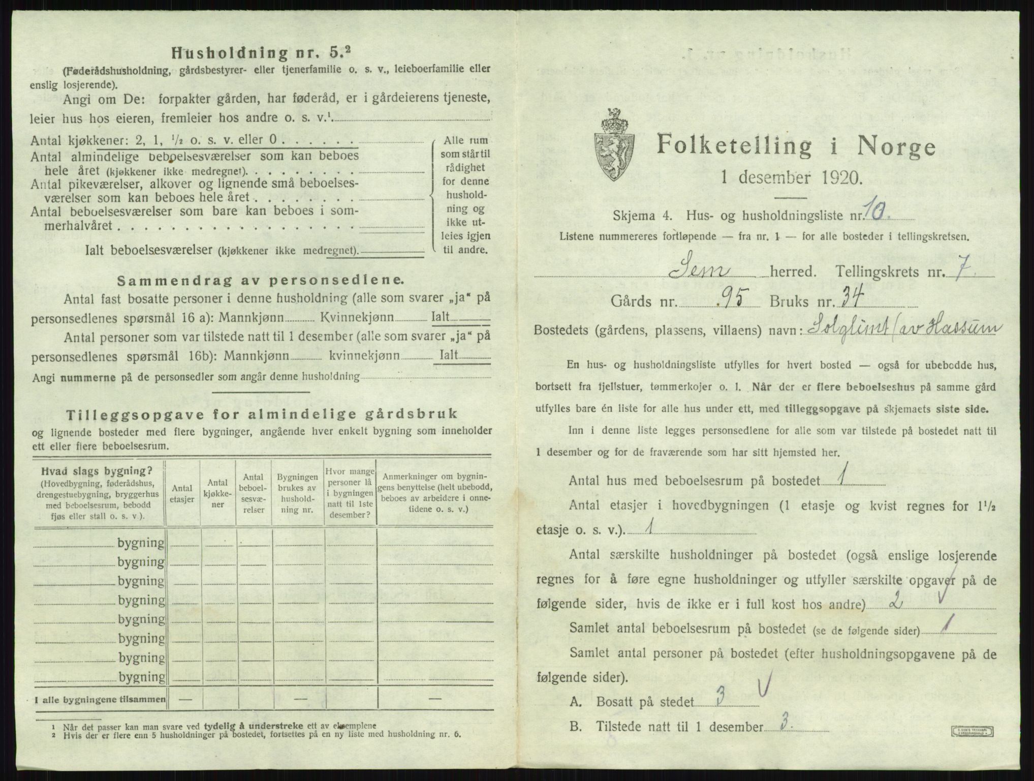SAKO, 1920 census for Sem, 1920, p. 1472