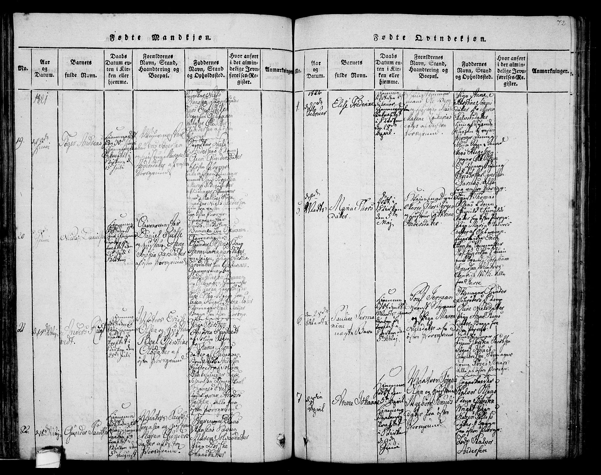 Porsgrunn kirkebøker , SAKO/A-104/F/Fa/L0004: Parish register (official) no. 4, 1814-1828, p. 72
