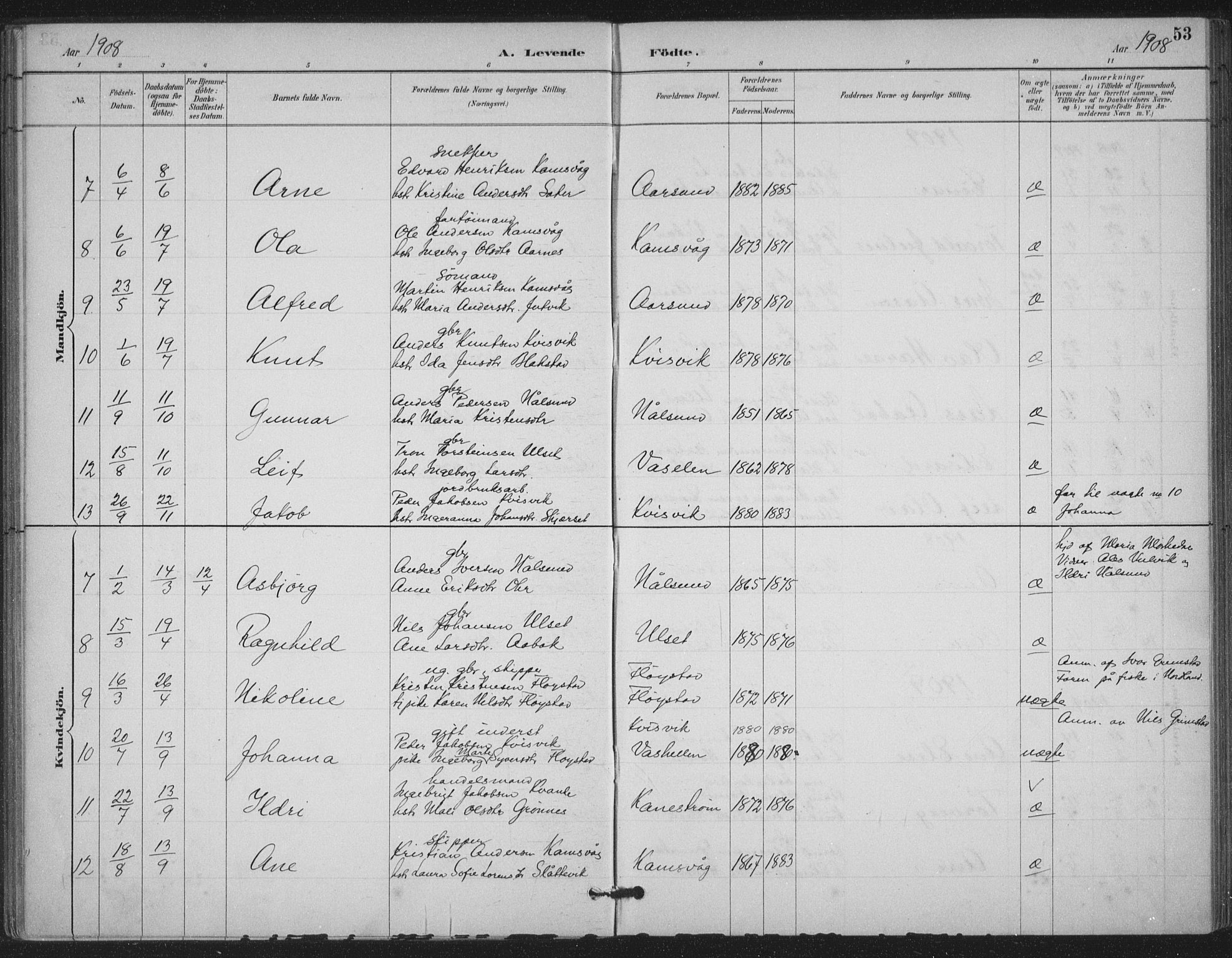 Ministerialprotokoller, klokkerbøker og fødselsregistre - Møre og Romsdal, AV/SAT-A-1454/587/L1000: Parish register (official) no. 587A02, 1887-1910, p. 53