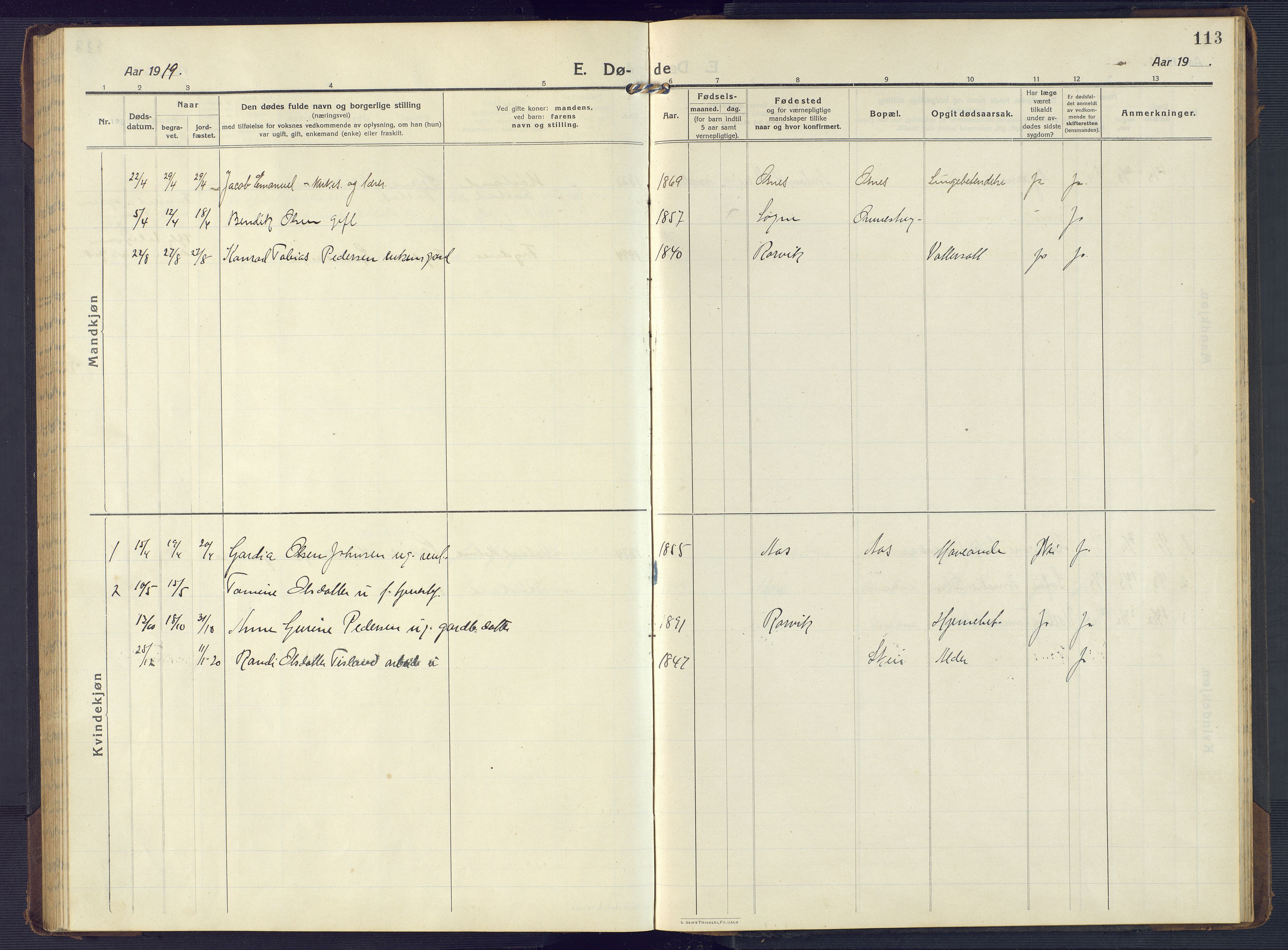 Mandal sokneprestkontor, SAK/1111-0030/F/Fb/Fbb/L0005: Parish register (copy) no. B 5, 1913-1957, p. 113