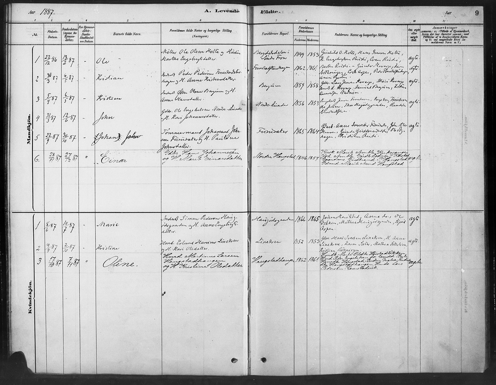 Ringebu prestekontor, SAH/PREST-082/H/Ha/Haa/L0010: Parish register (official) no. 10, 1878-1898, p. 9