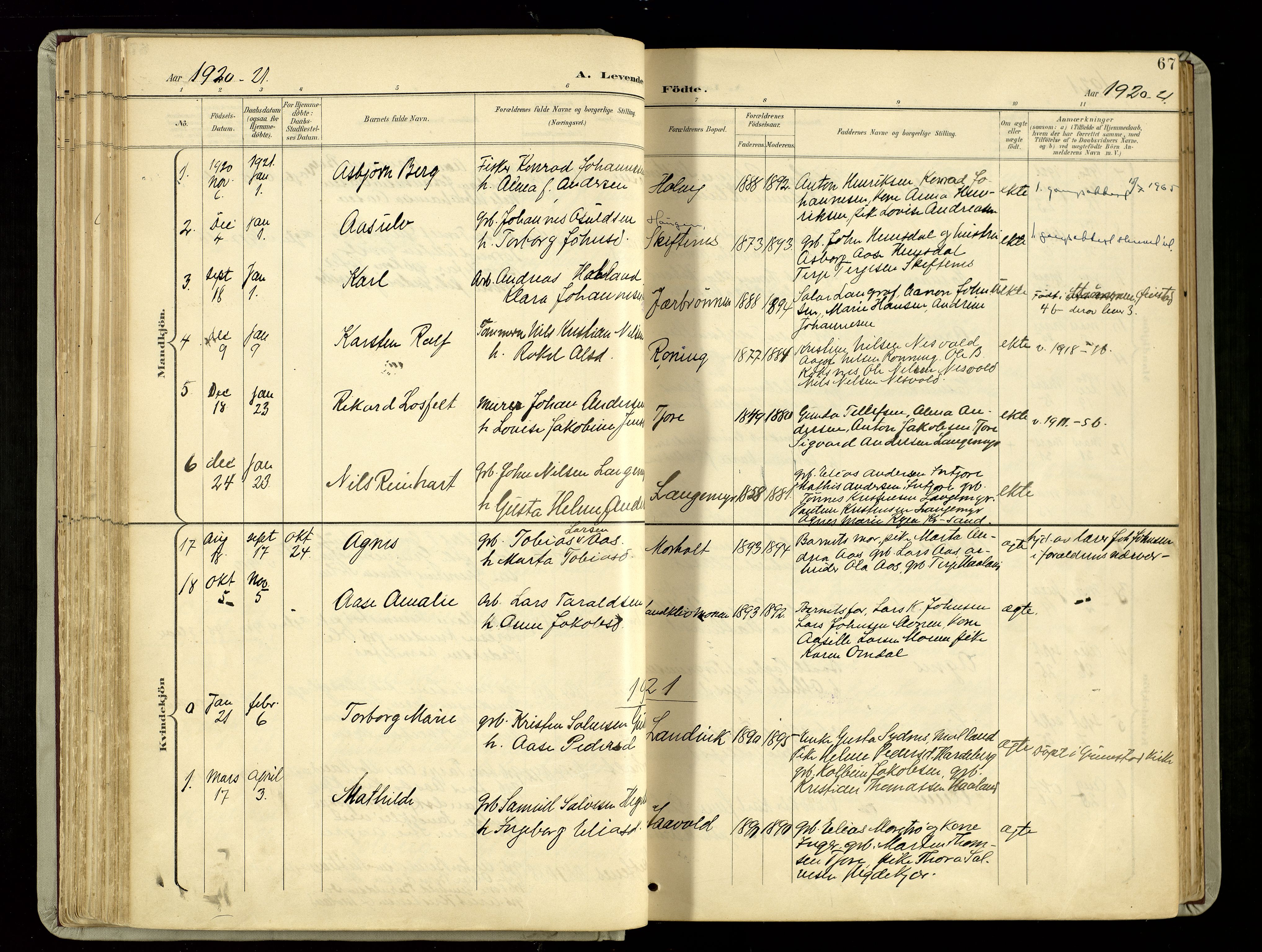 Hommedal sokneprestkontor, SAK/1111-0023/F/Fa/Fab/L0007: Parish register (official) no. A 7, 1898-1924, p. 67