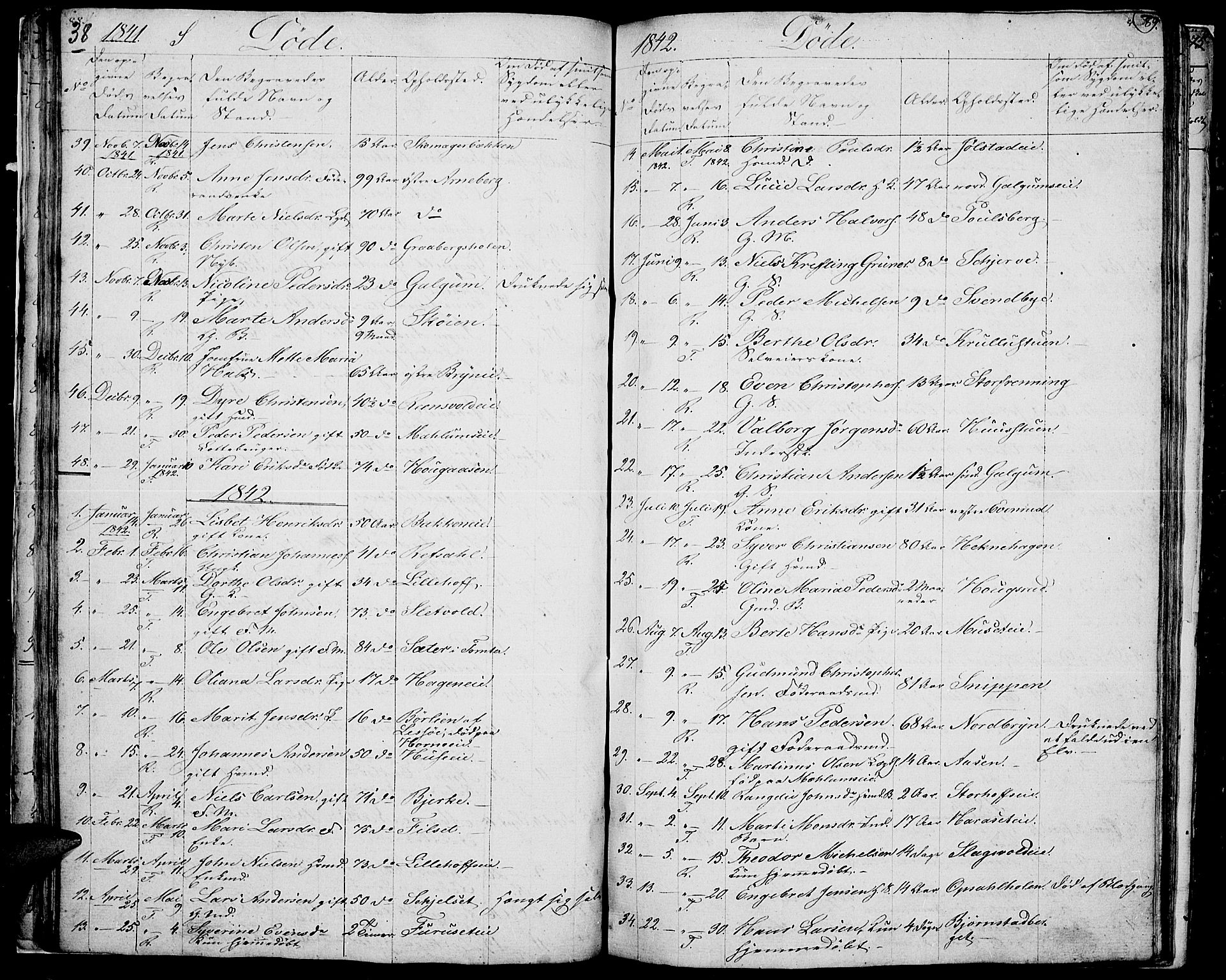 Romedal prestekontor, SAH/PREST-004/L/L0008: Parish register (copy) no. 8, 1837-1844, p. 38