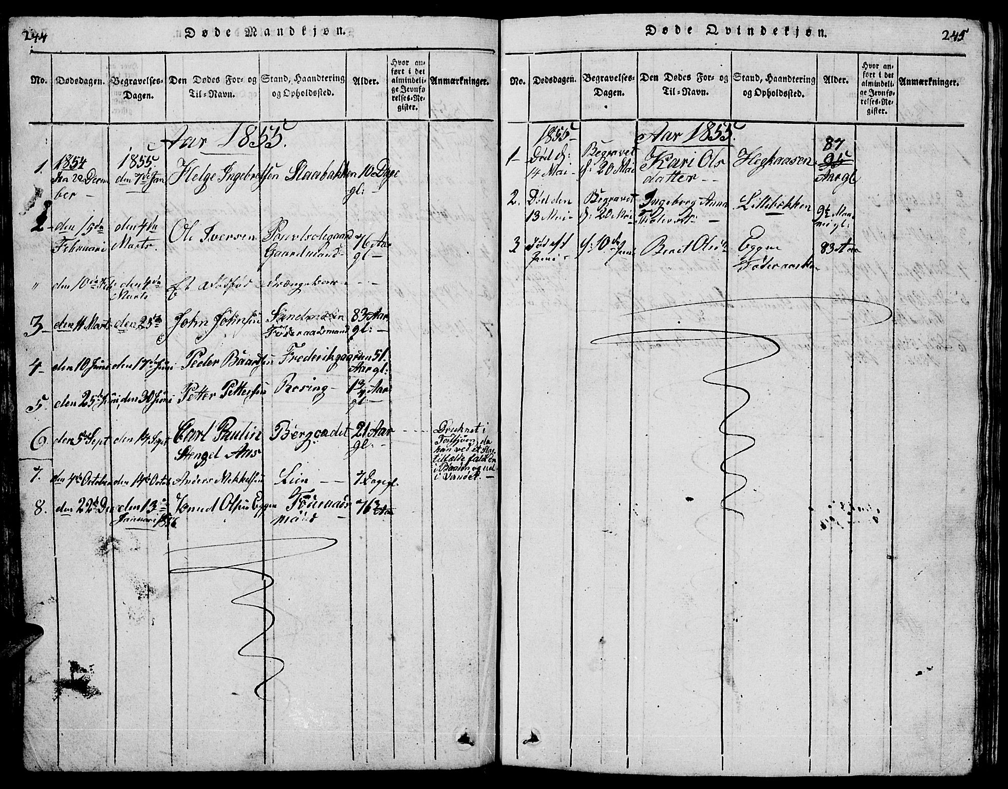 Tolga prestekontor, AV/SAH-PREST-062/L/L0001: Parish register (copy) no. 1, 1814-1877, p. 244-245