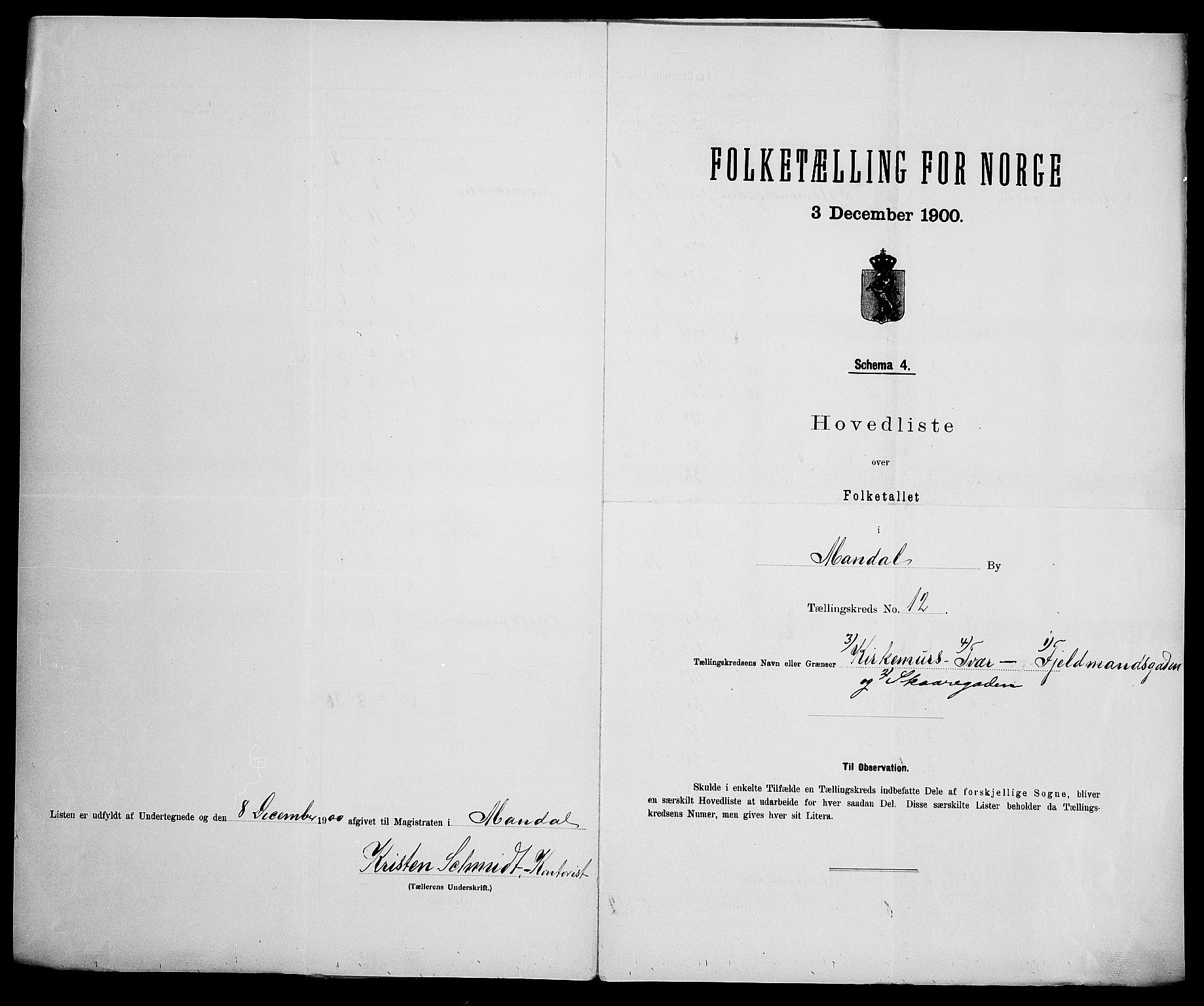 SAK, 1900 census for Mandal, 1900, p. 43