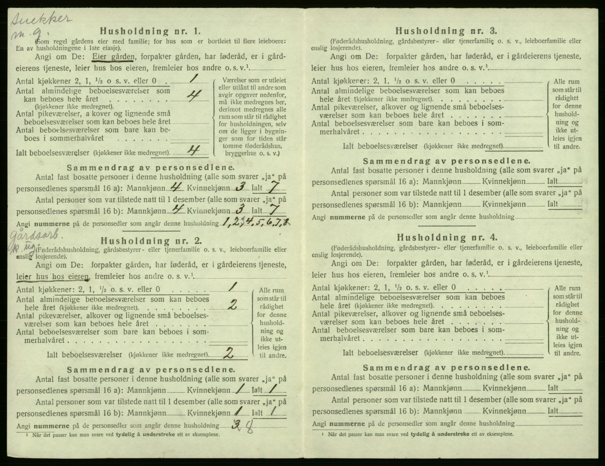 SAB, 1920 census for Kinsarvik, 1920, p. 224
