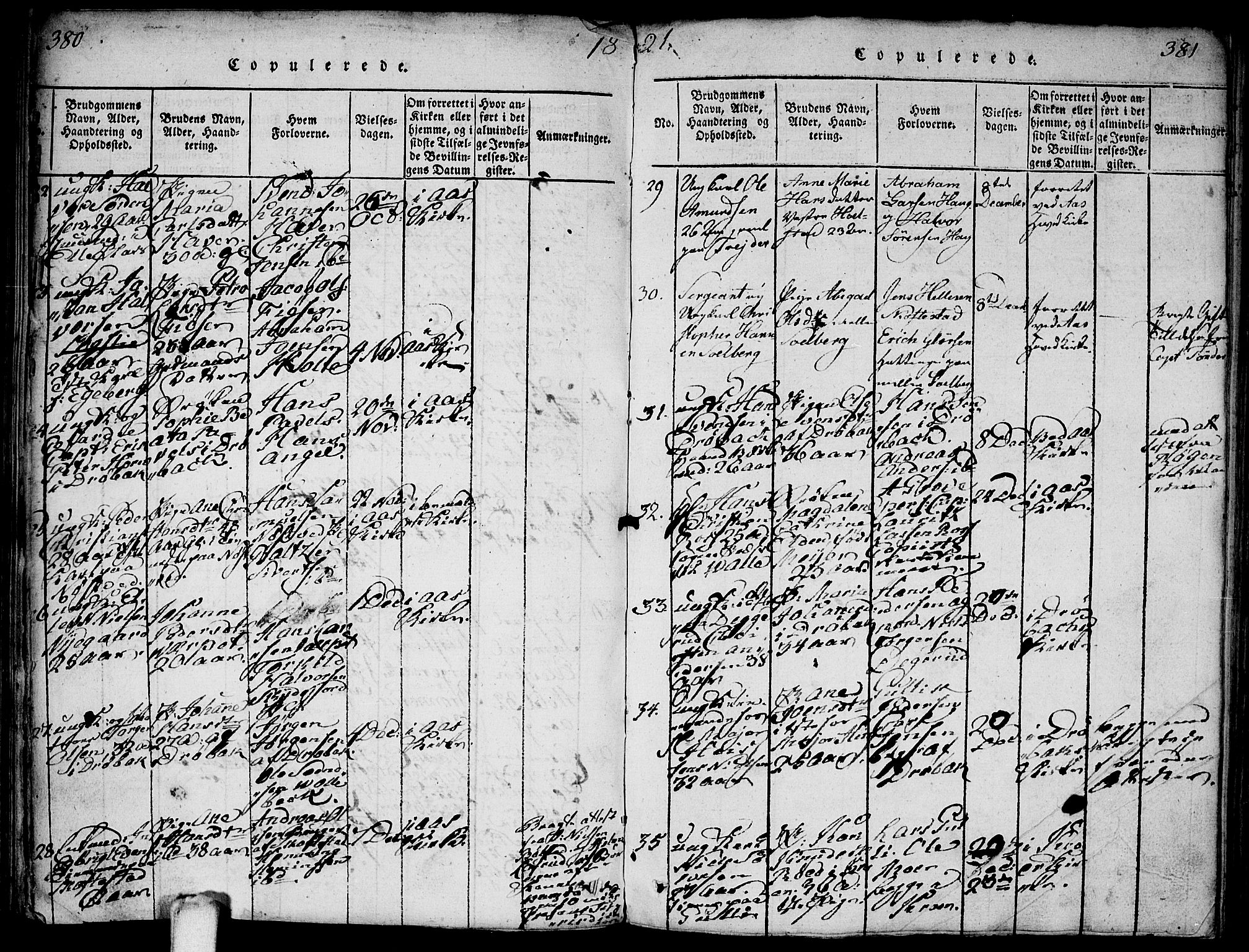 Ås prestekontor Kirkebøker, SAO/A-10894/F/Fa/L0004: Parish register (official) no. I 4, 1818-1826, p. 380-381