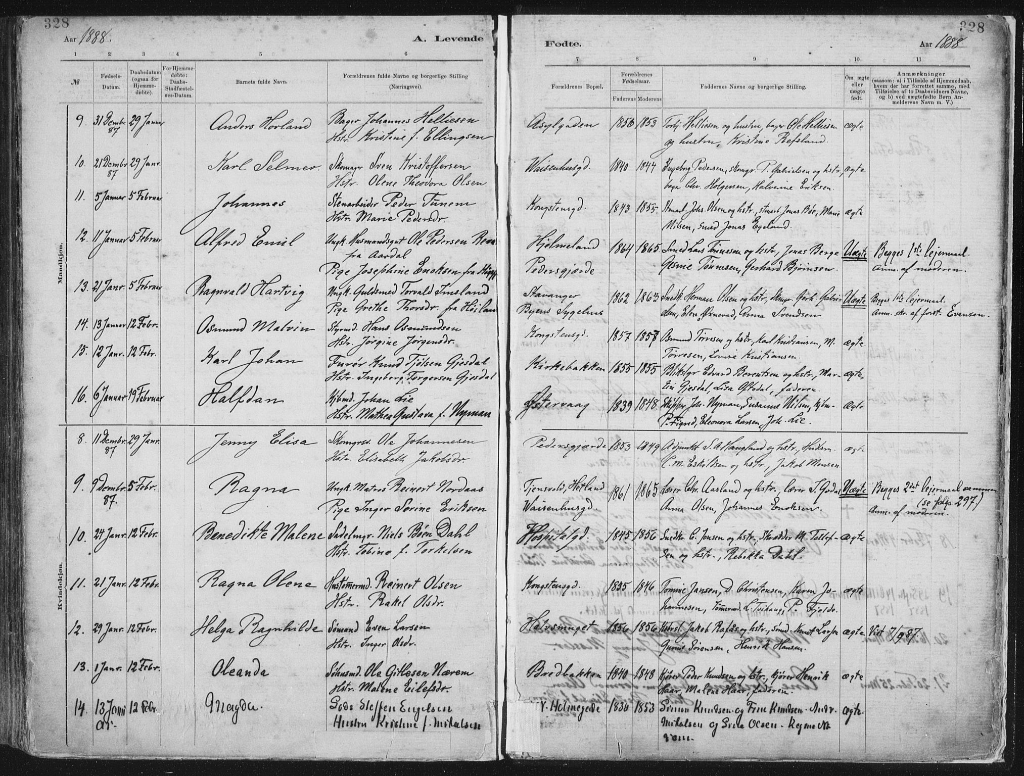 St. Petri sokneprestkontor, SAST/A-101813/001/30/30BA/L0015: Parish register (official) no. A 15, 1879-1888, p. 328