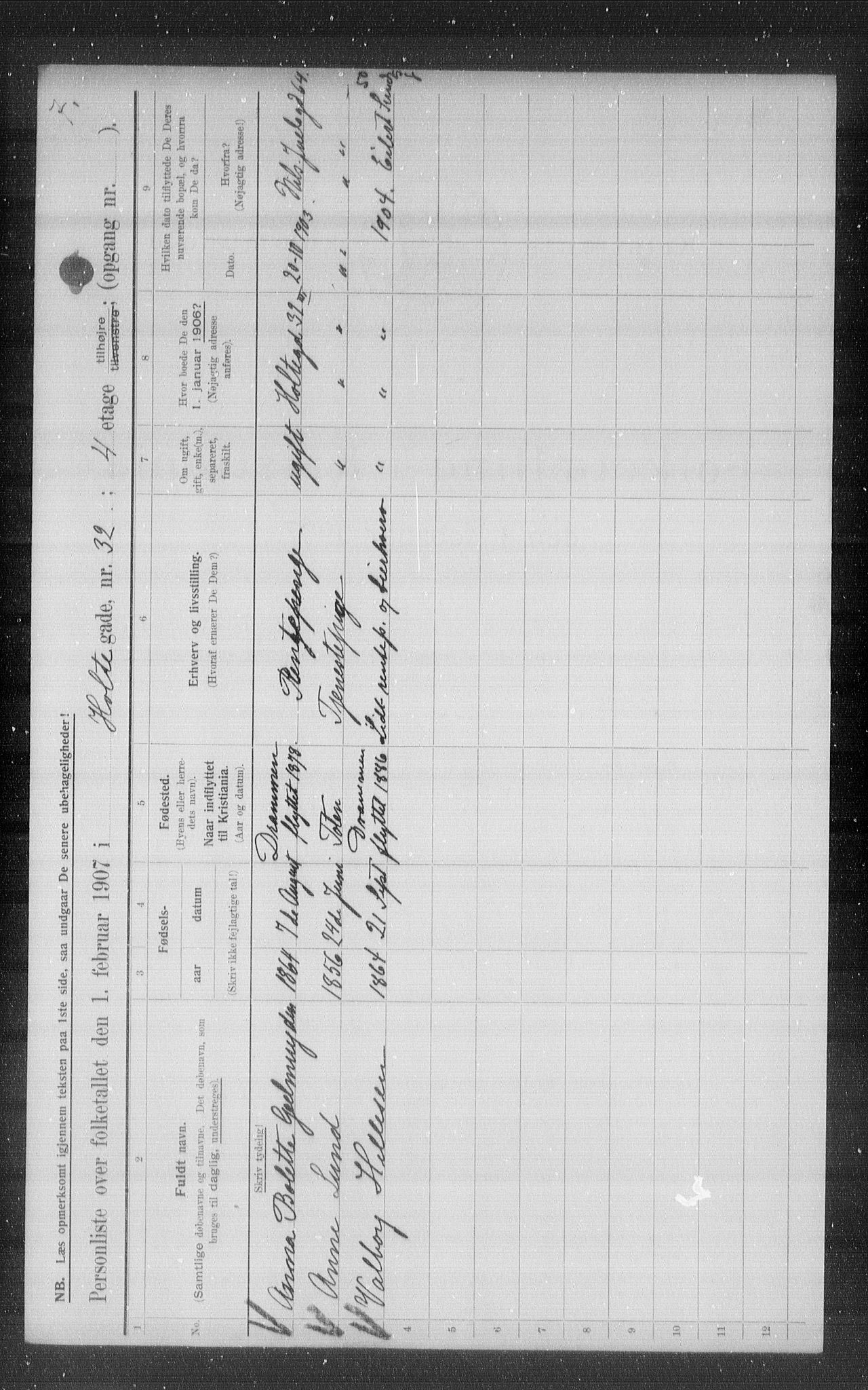 OBA, Municipal Census 1907 for Kristiania, 1907, p. 21242