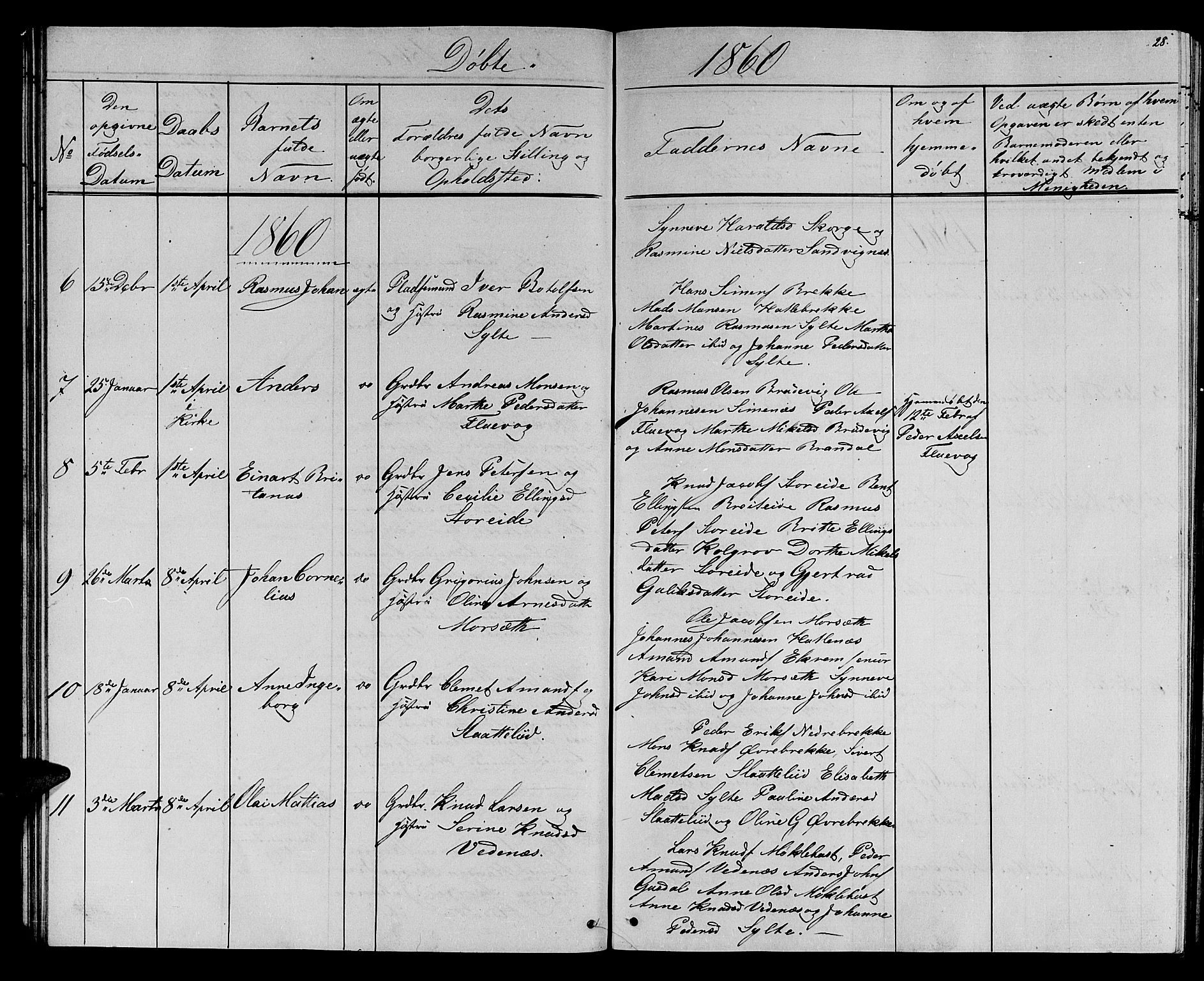 Ministerialprotokoller, klokkerbøker og fødselsregistre - Møre og Romsdal, AV/SAT-A-1454/501/L0015: Parish register (copy) no. 501C01, 1854-1867, p. 28