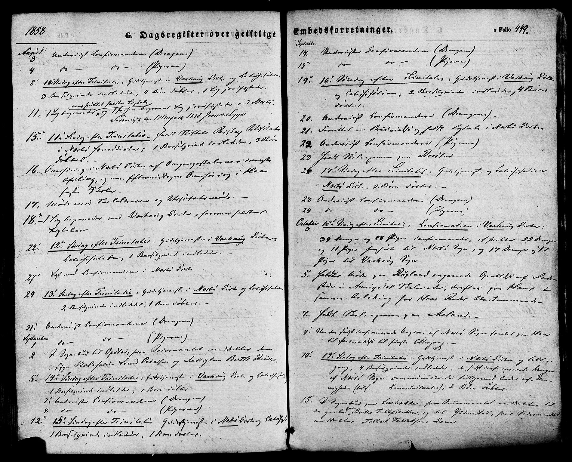 Hå sokneprestkontor, SAST/A-101801/001/30BA/L0008: Parish register (official) no. A 7, 1853-1878, p. 449